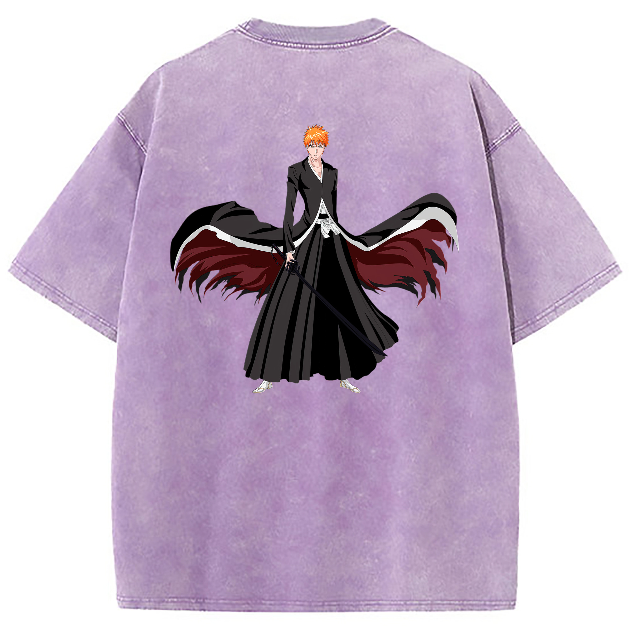 （画像用） ブリーチ 黒崎一護（くろさき いちご）BLEACH Kurosaki Ichigo 綿100% ヴィンテージ風 半袖Tシャツ（背面プリント）