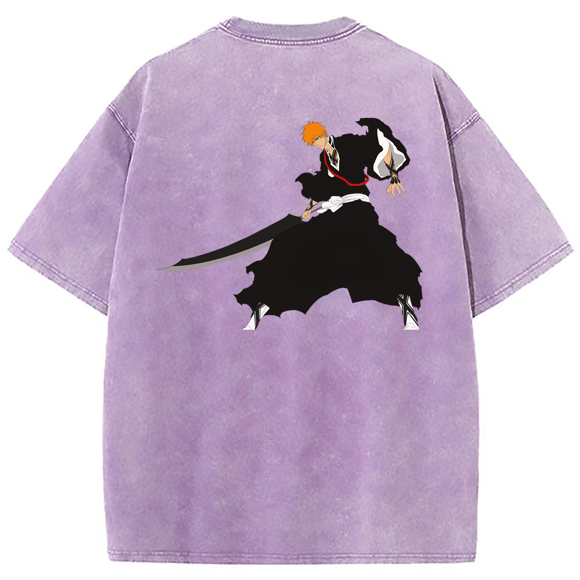 （画像用） ブリーチ 黒崎一護（くろさき いちご）BLEACH Kurosaki Ichigo 綿100% ヴィンテージ風 半袖Tシャツ（背面プリント）