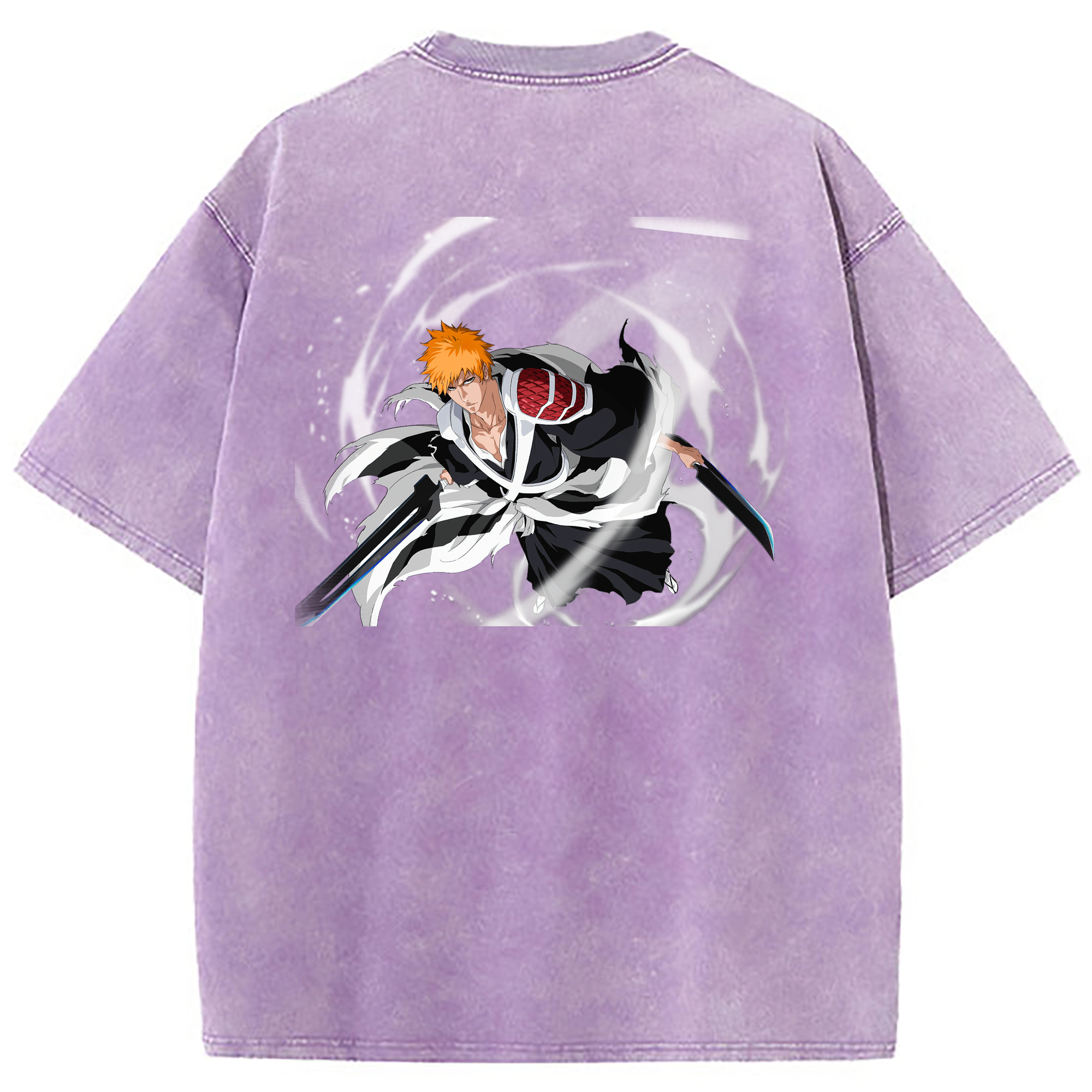 （画像用） ブリーチ 黒崎一護（くろさき いちご）BLEACH Kurosaki Ichigo 綿100% ヴィンテージ風 半袖Tシャツ（背面プリント）