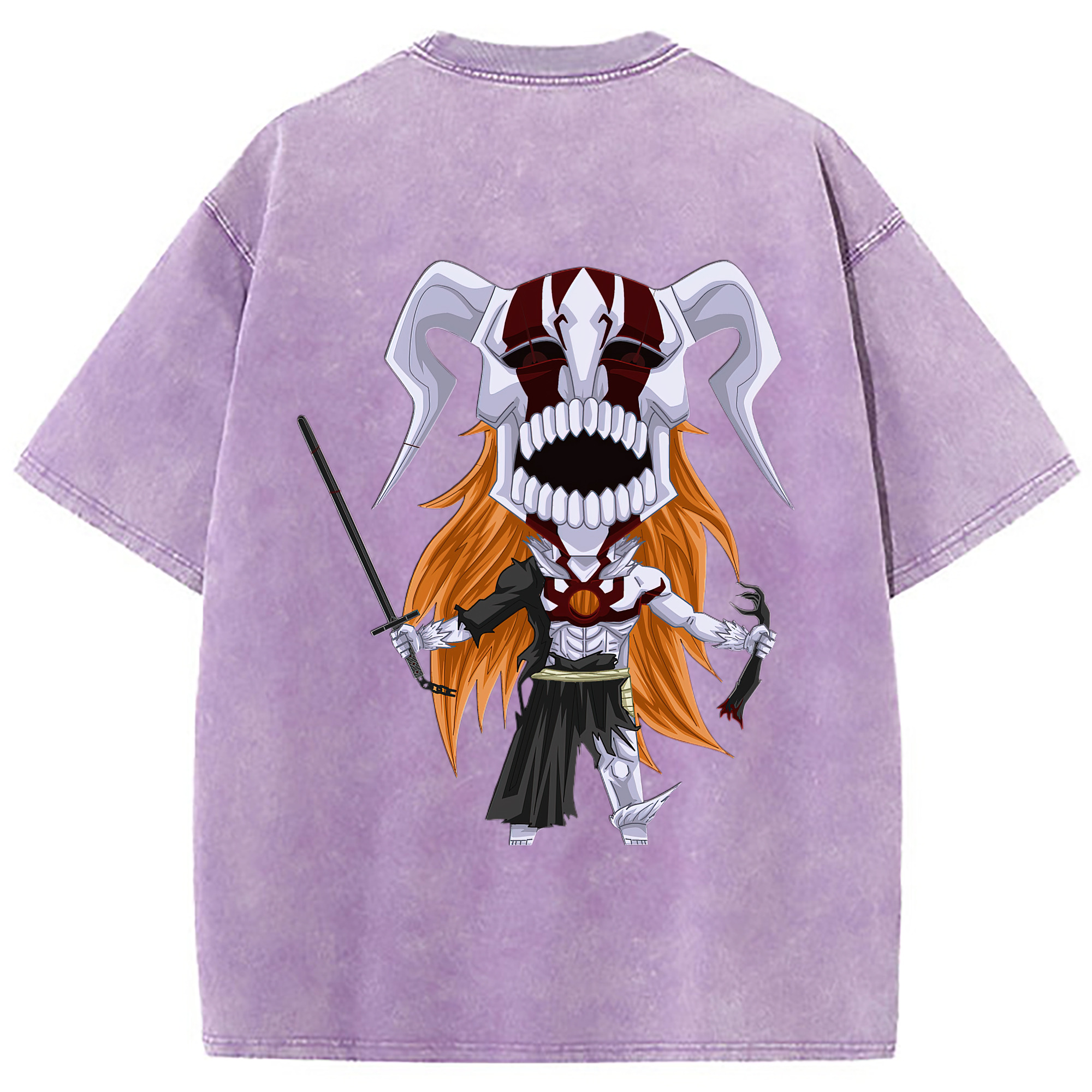 （画像用） ブリーチ 黒崎一護（くろさき いちご）BLEACH Kurosaki Ichigo 綿100% ヴィンテージ風 半袖Tシャツ（背面プリント）