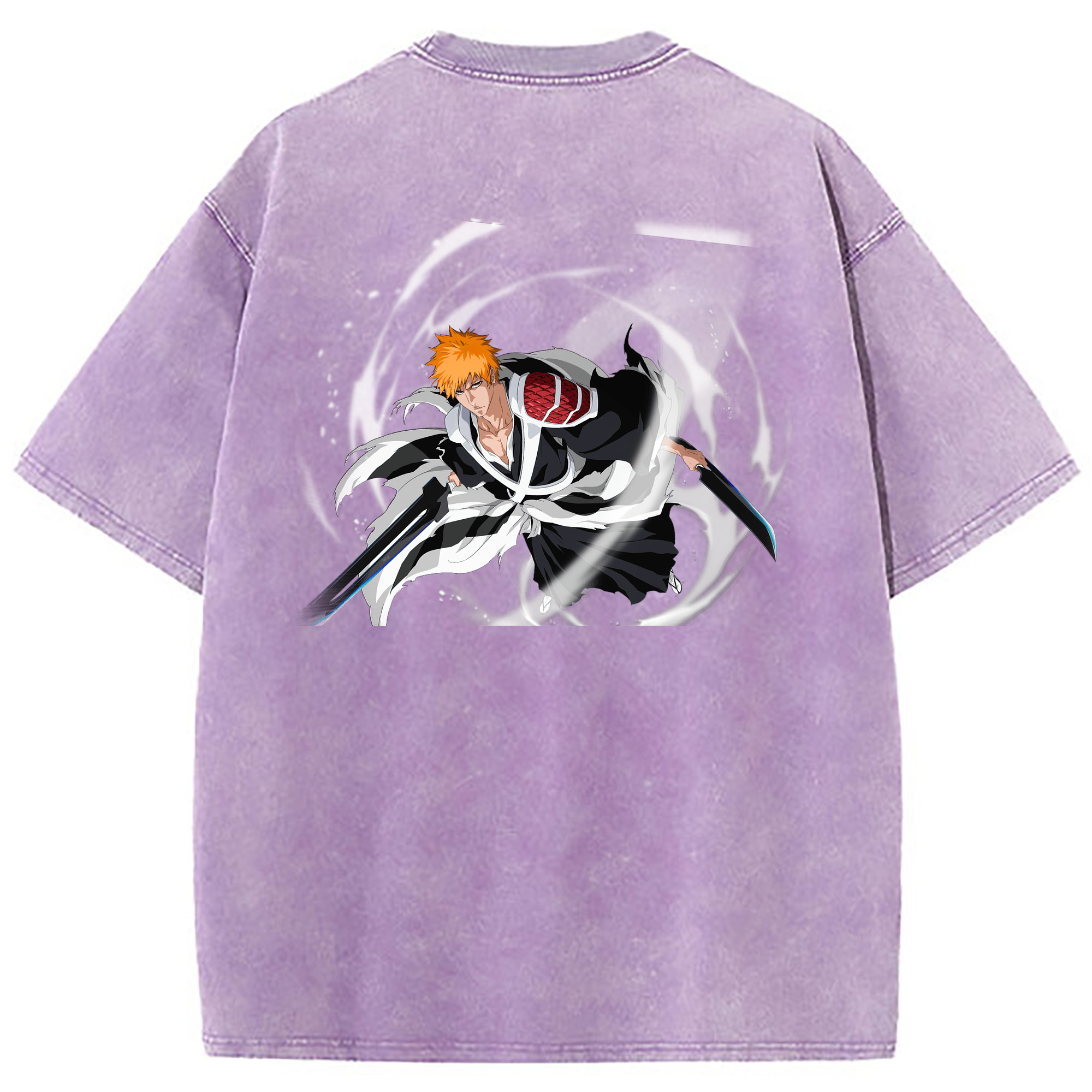（画像用） ブリーチ 黒崎一護（くろさき いちご）BLEACH Kurosaki Ichigo 綿100% ヴィンテージ風 半袖Tシャツ（背面プリント）