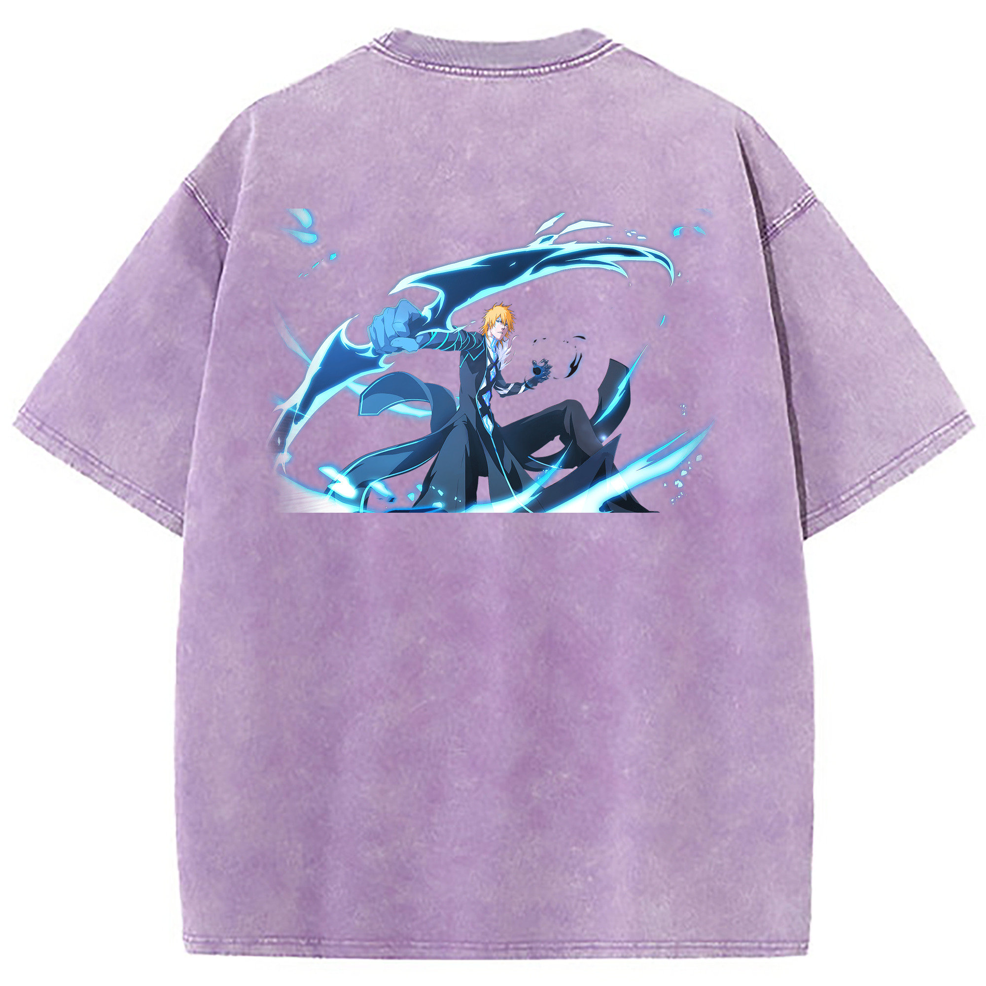 （画像用） ブリーチ 黒崎一護（くろさき いちご）BLEACH Kurosaki Ichigo 綿100% ヴィンテージ風 半袖Tシャツ（背面プリント）