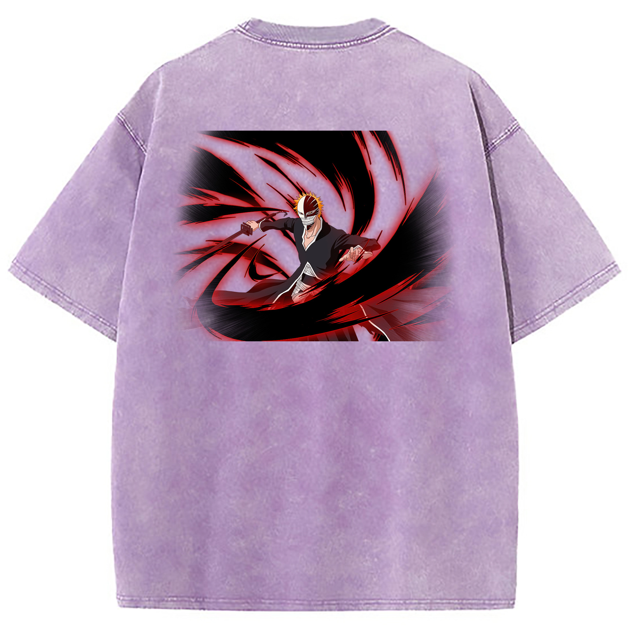 （画像用） ブリーチ 黒崎一護（くろさき いちご）BLEACH Kurosaki Ichigo 綿100% ヴィンテージ風 半袖Tシャツ（背面プリント）