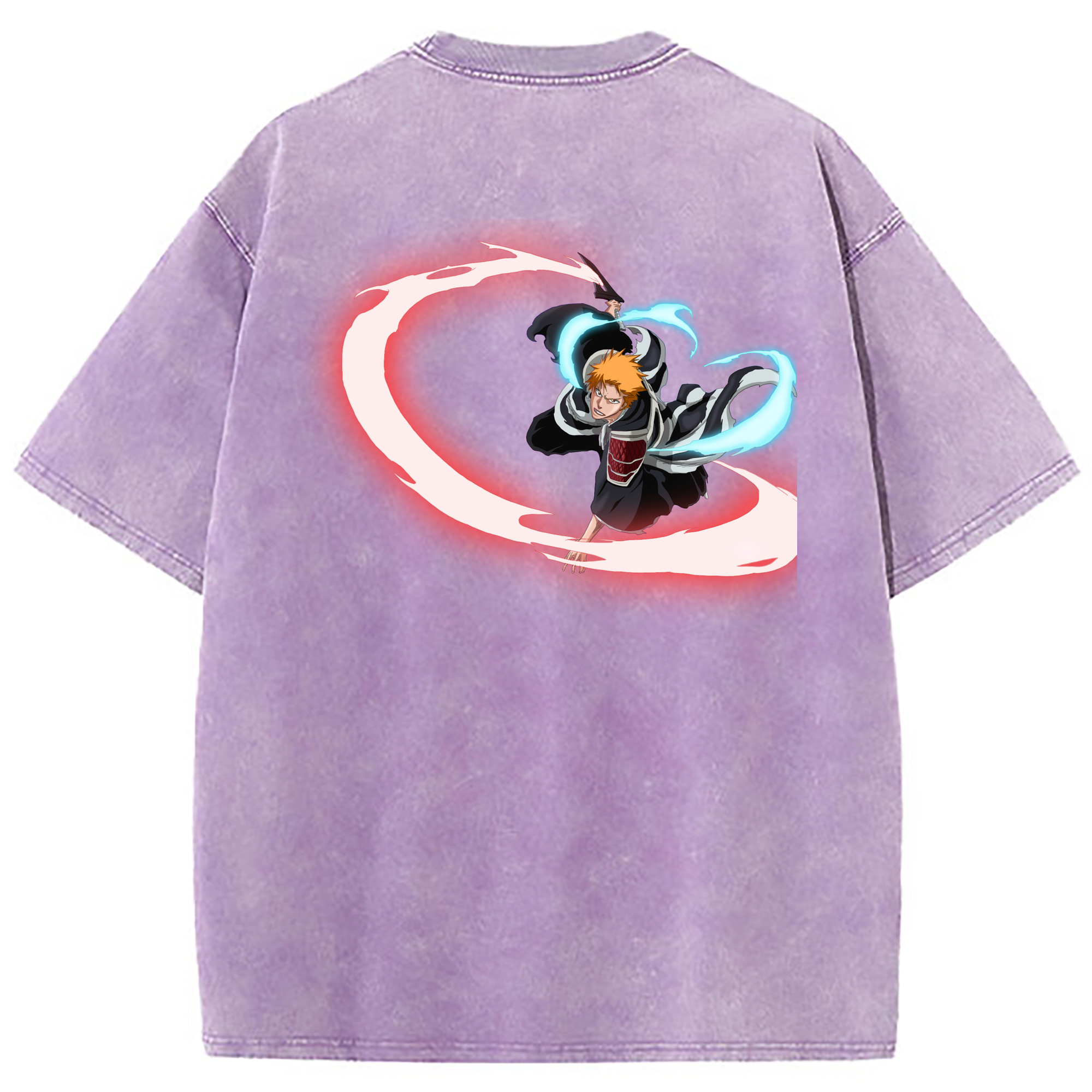 （画像用） ブリーチ 黒崎一護（くろさき いちご）BLEACH Kurosaki Ichigo 綿100% ヴィンテージ風 半袖Tシャツ（背面プリント）