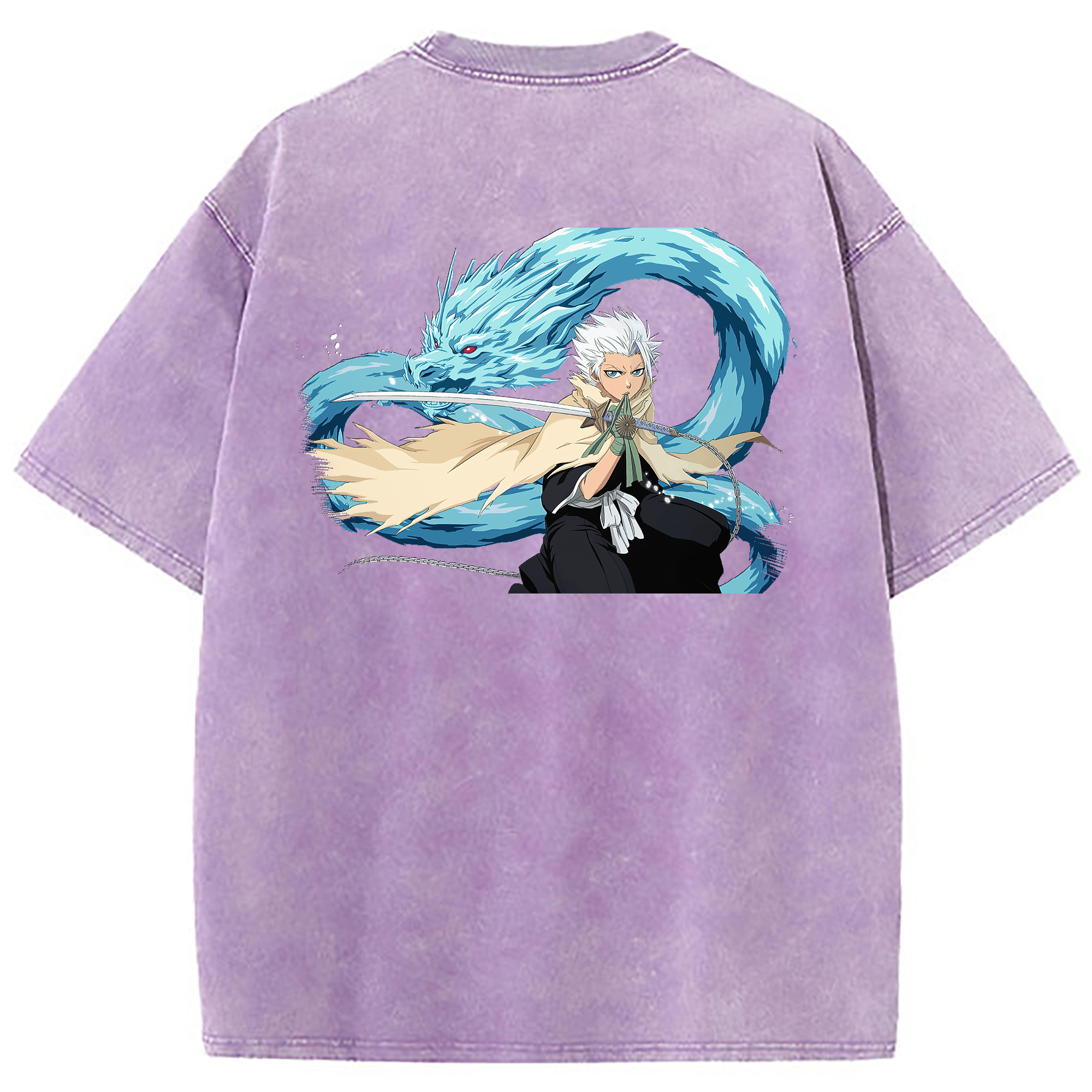 （画像用） ブリーチ 日番谷冬獅郎（ひつがや とうしろう） BLEACH Hitsugaya Toushirou 綿100% ヴィンテージ風 半袖Tシャツ（背面プリント）