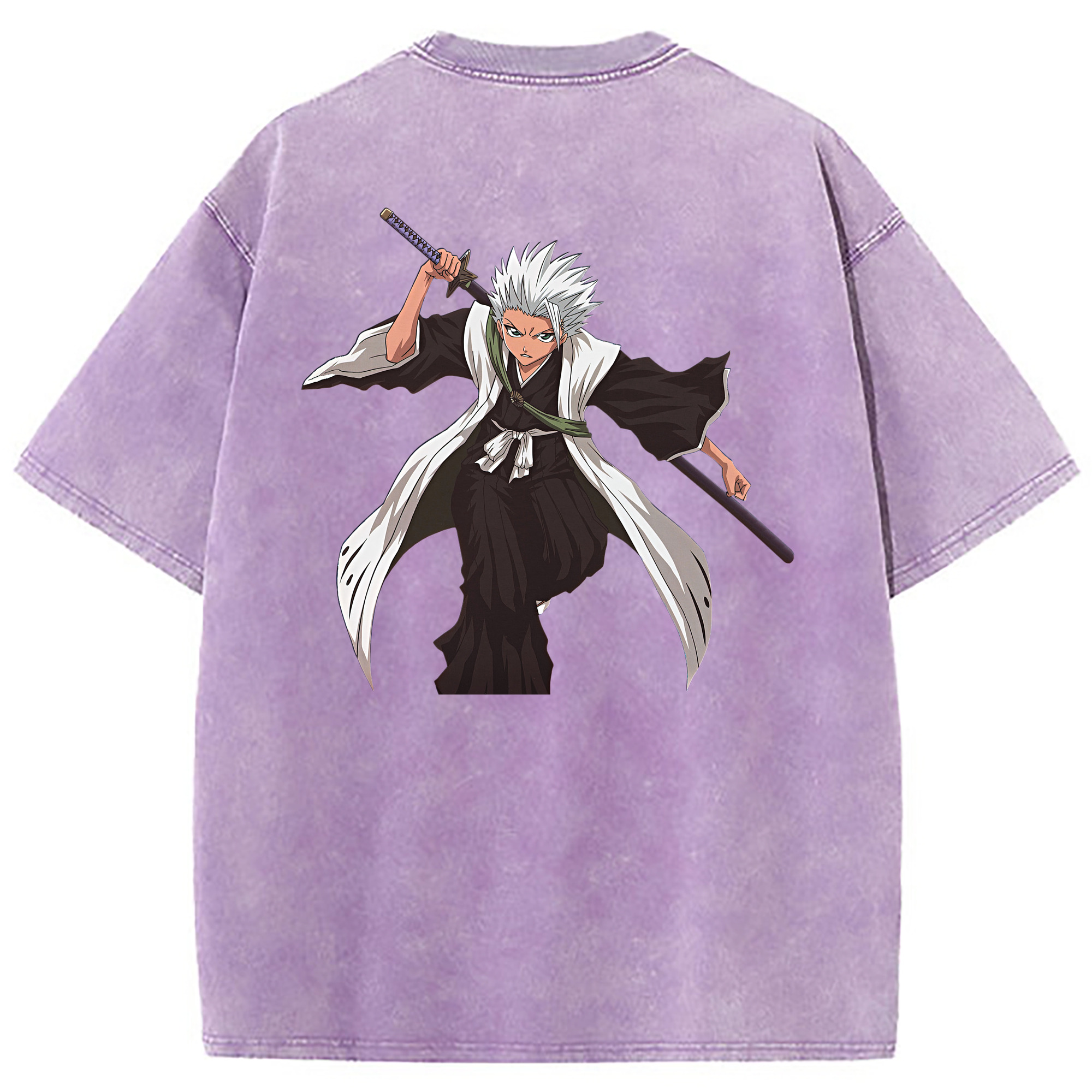 （画像用） ブリーチ 日番谷冬獅郎（ひつがや とうしろう） BLEACH Hitsugaya Toushirou 綿100% ヴィンテージ風 半袖Tシャツ（背面プリント）