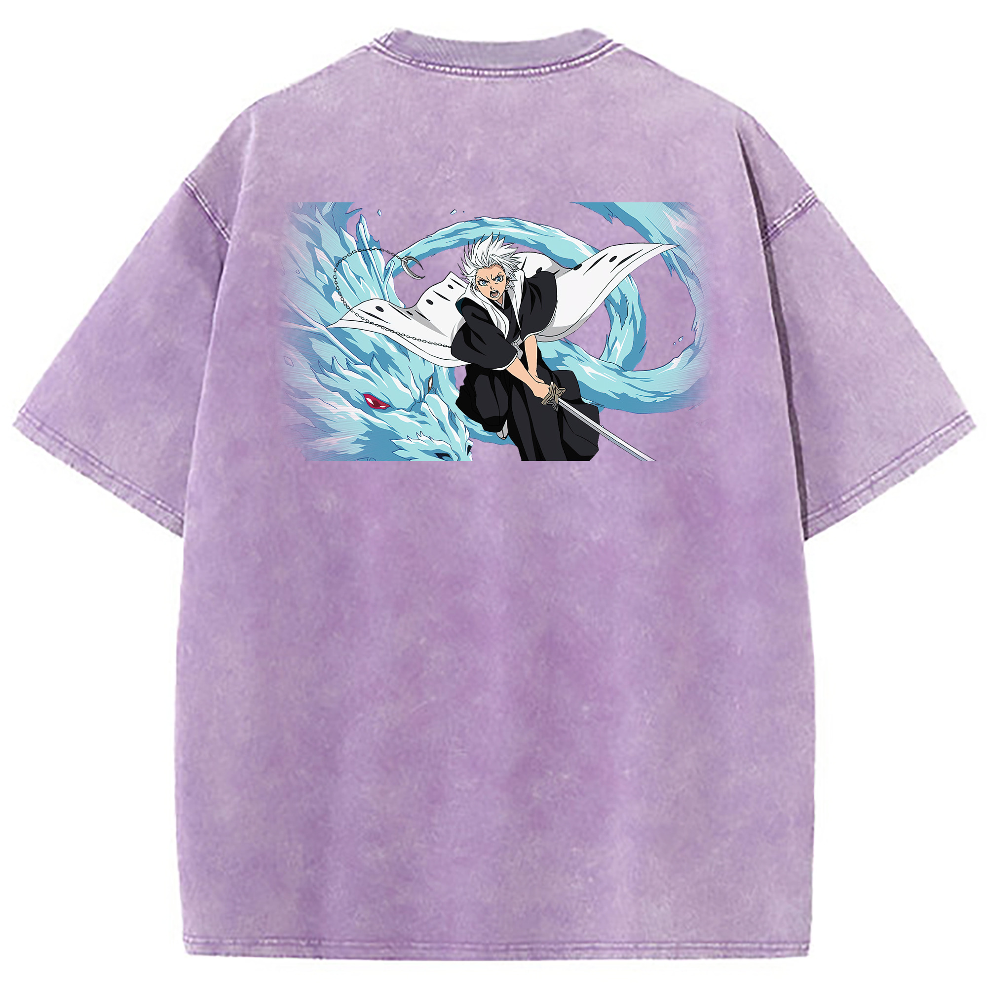 （画像用） ブリーチ 日番谷冬獅郎（ひつがや とうしろう） BLEACH Hitsugaya Toushirou 綿100% ヴィンテージ風 半袖Tシャツ（背面プリント）