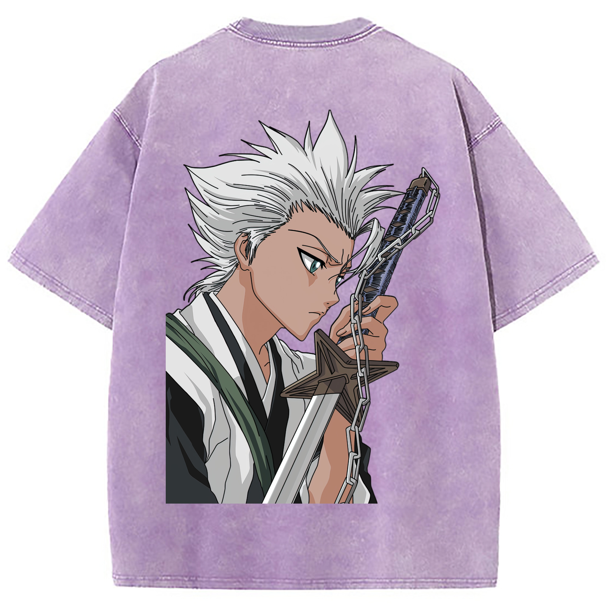 （画像用） ブリーチ 日番谷冬獅郎（ひつがや とうしろう） BLEACH Hitsugaya Toushirou 綿100% ヴィンテージ風 半袖Tシャツ（背面プリント）