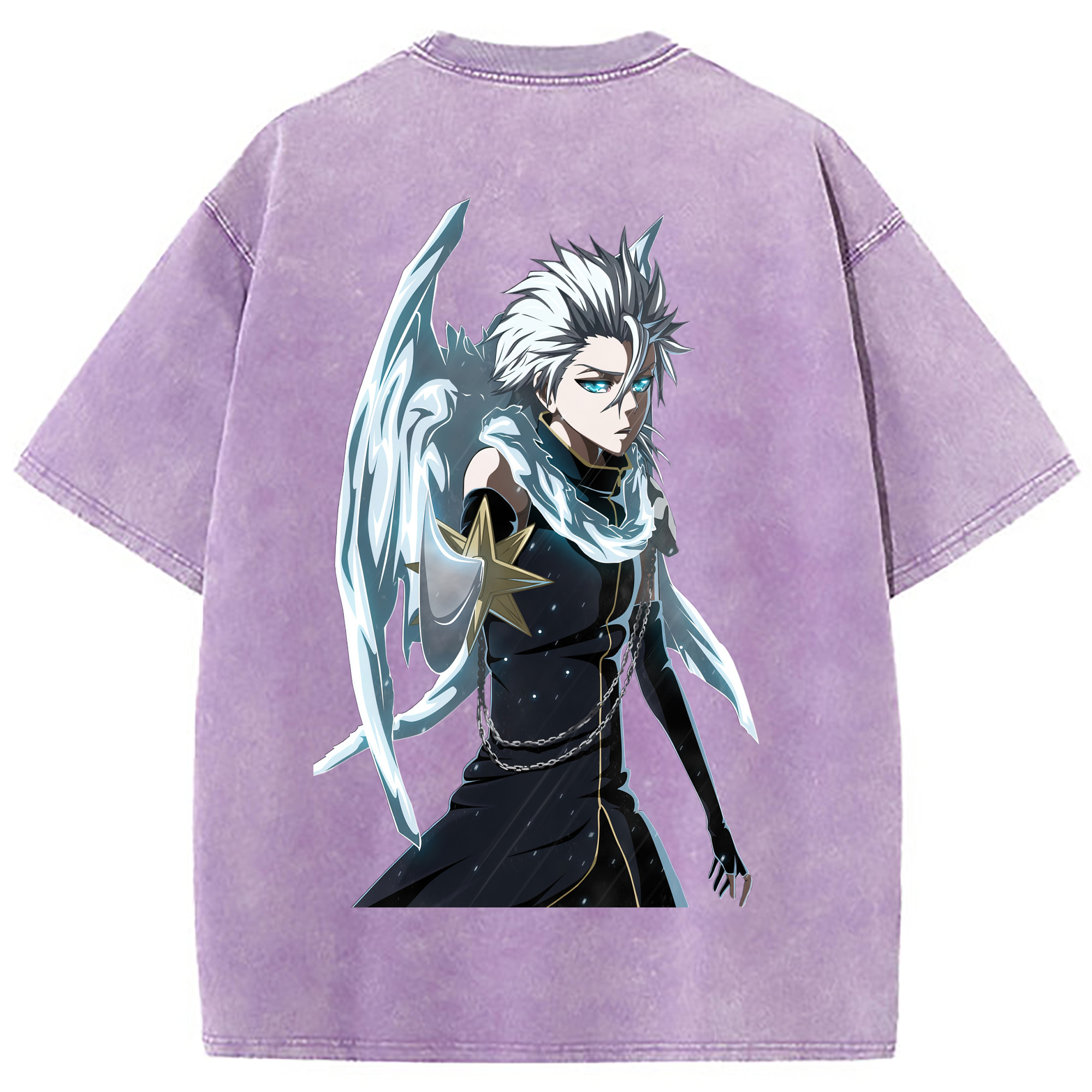 （画像用） ブリーチ 日番谷冬獅郎（ひつがや とうしろう） BLEACH Hitsugaya Toushirou 綿100% ヴィンテージ風 半袖Tシャツ（背面プリント）