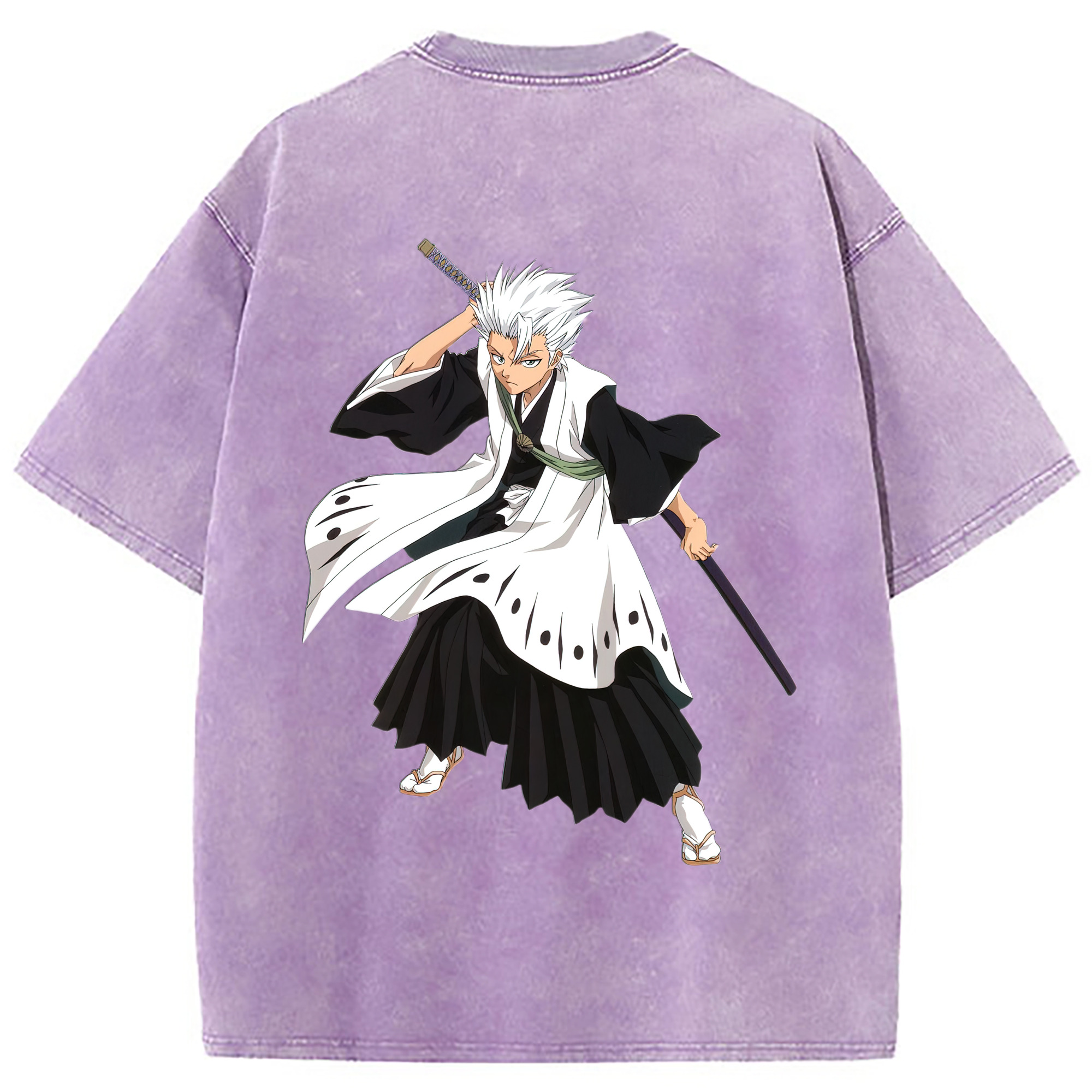 （画像用） ブリーチ 日番谷冬獅郎（ひつがや とうしろう） BLEACH Hitsugaya Toushirou 綿100% ヴィンテージ風 半袖Tシャツ（背面プリント）