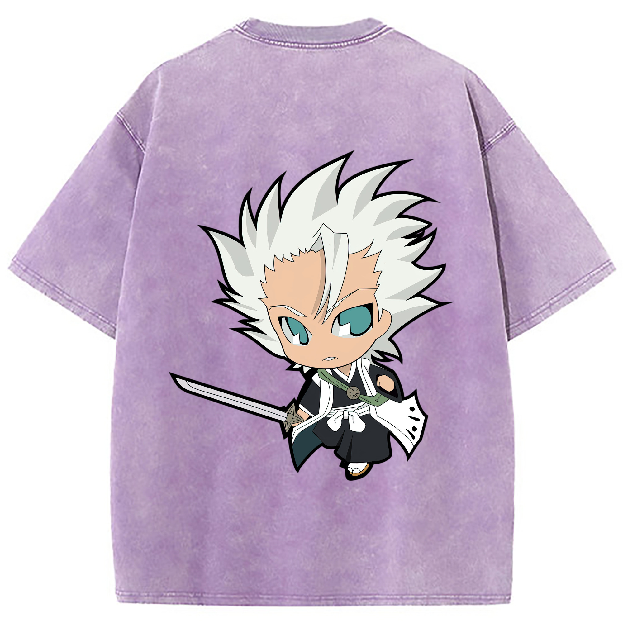 （画像用） ブリーチ 日番谷冬獅郎（ひつがや とうしろう） BLEACH Hitsugaya Toushirou 綿100% ヴィンテージ風 半袖Tシャツ（背面プリント）