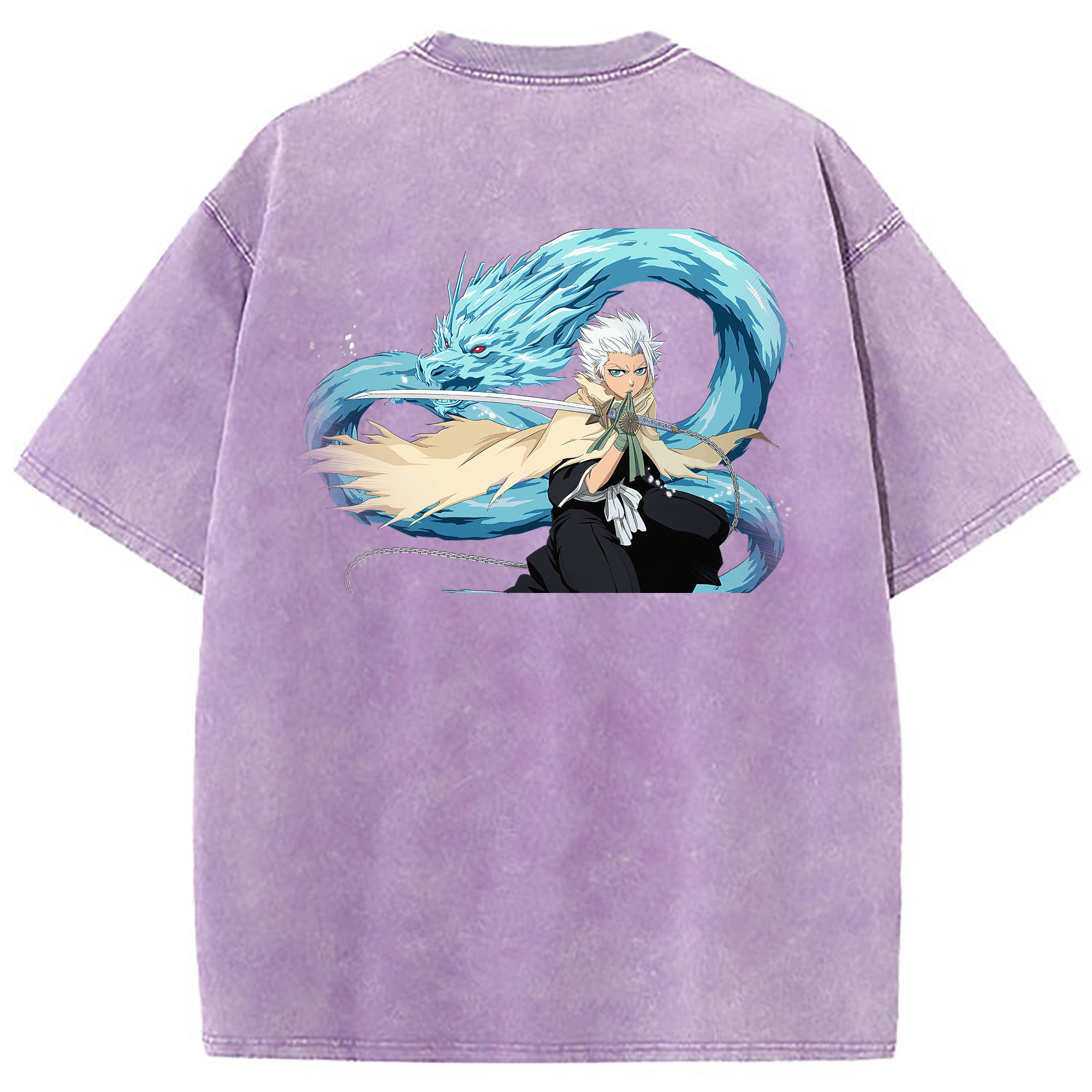 （画像用） ブリーチ 日番谷冬獅郎（ひつがや とうしろう） BLEACH Hitsugaya Toushirou 綿100% ヴィンテージ風 半袖Tシャツ（背面プリント）