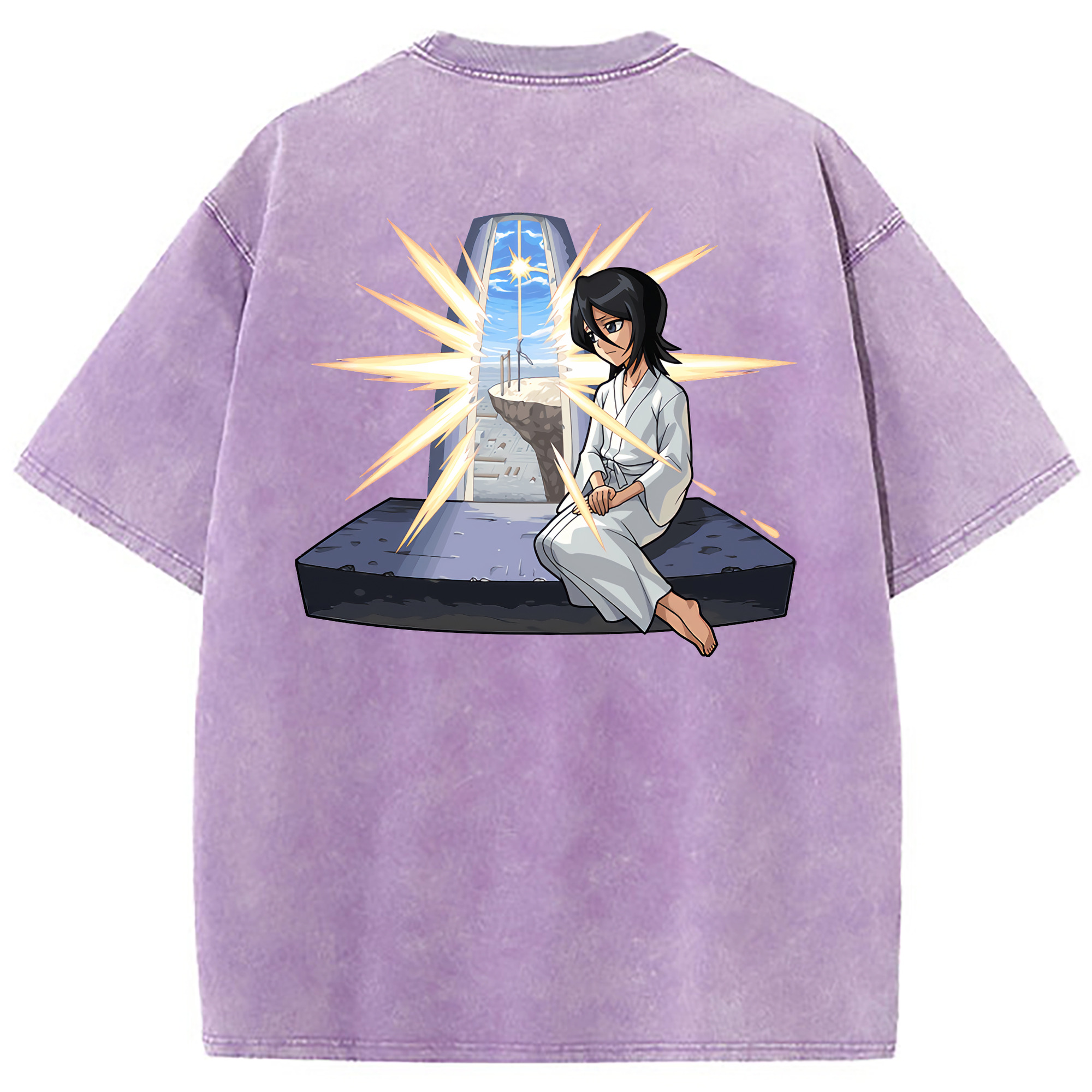 （画像用） ブリーチ 朽木ルキア BLEACH Kuchiki Rukia 綿100% ヴィンテージ風 半袖Tシャツ（背面プリント）