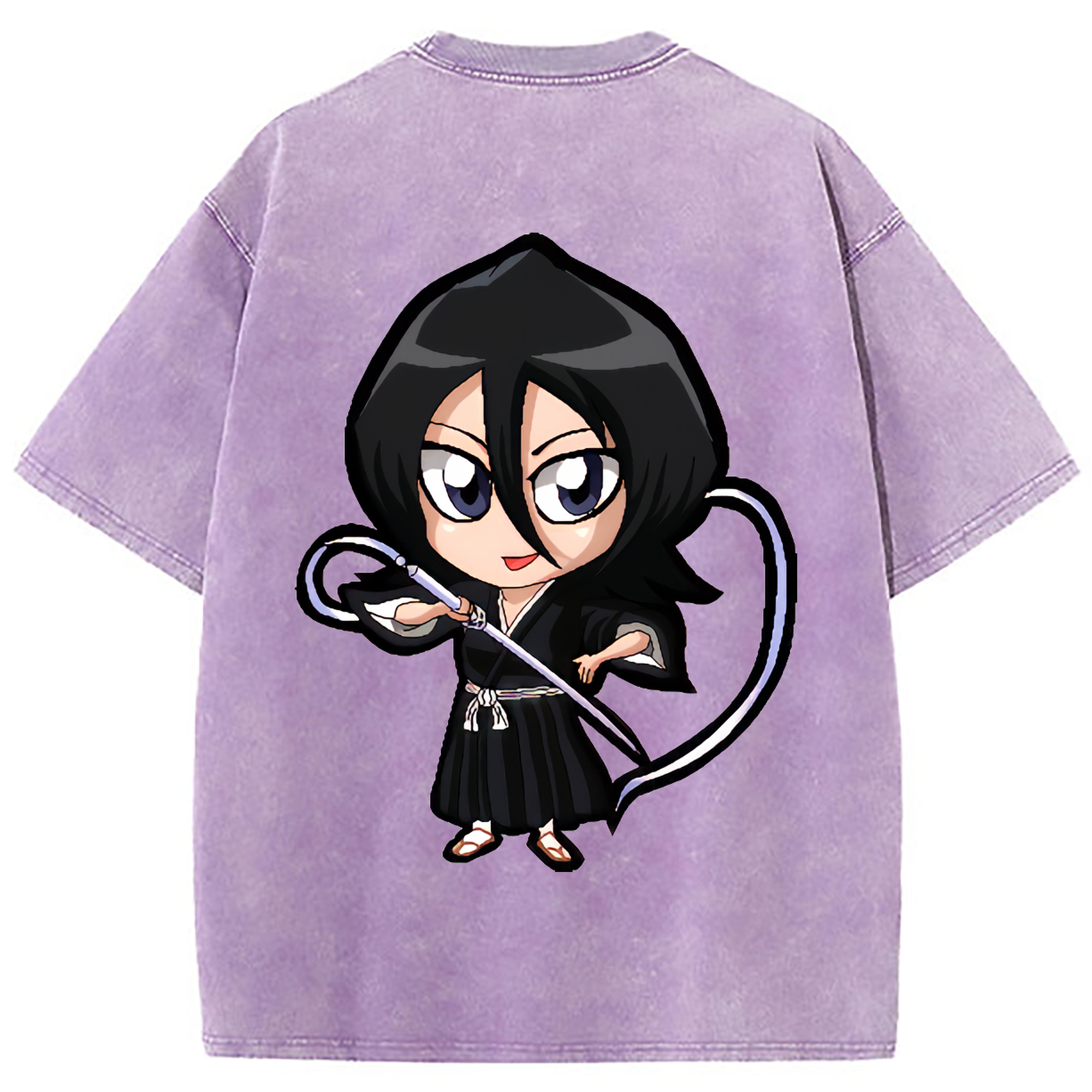 （画像用） ブリーチ 朽木ルキア BLEACH Kuchiki Rukia 綿100% ヴィンテージ風 半袖Tシャツ（背面プリント）