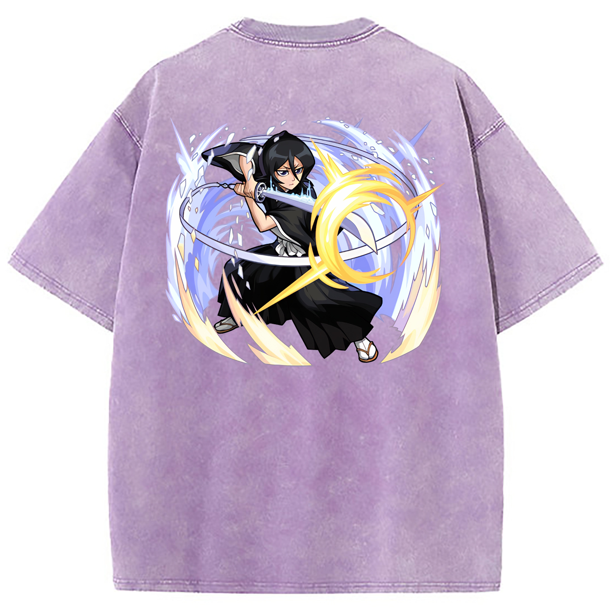 （画像用） ブリーチ 朽木ルキア BLEACH Kuchiki Rukia 綿100% ヴィンテージ風 半袖Tシャツ（背面プリント）