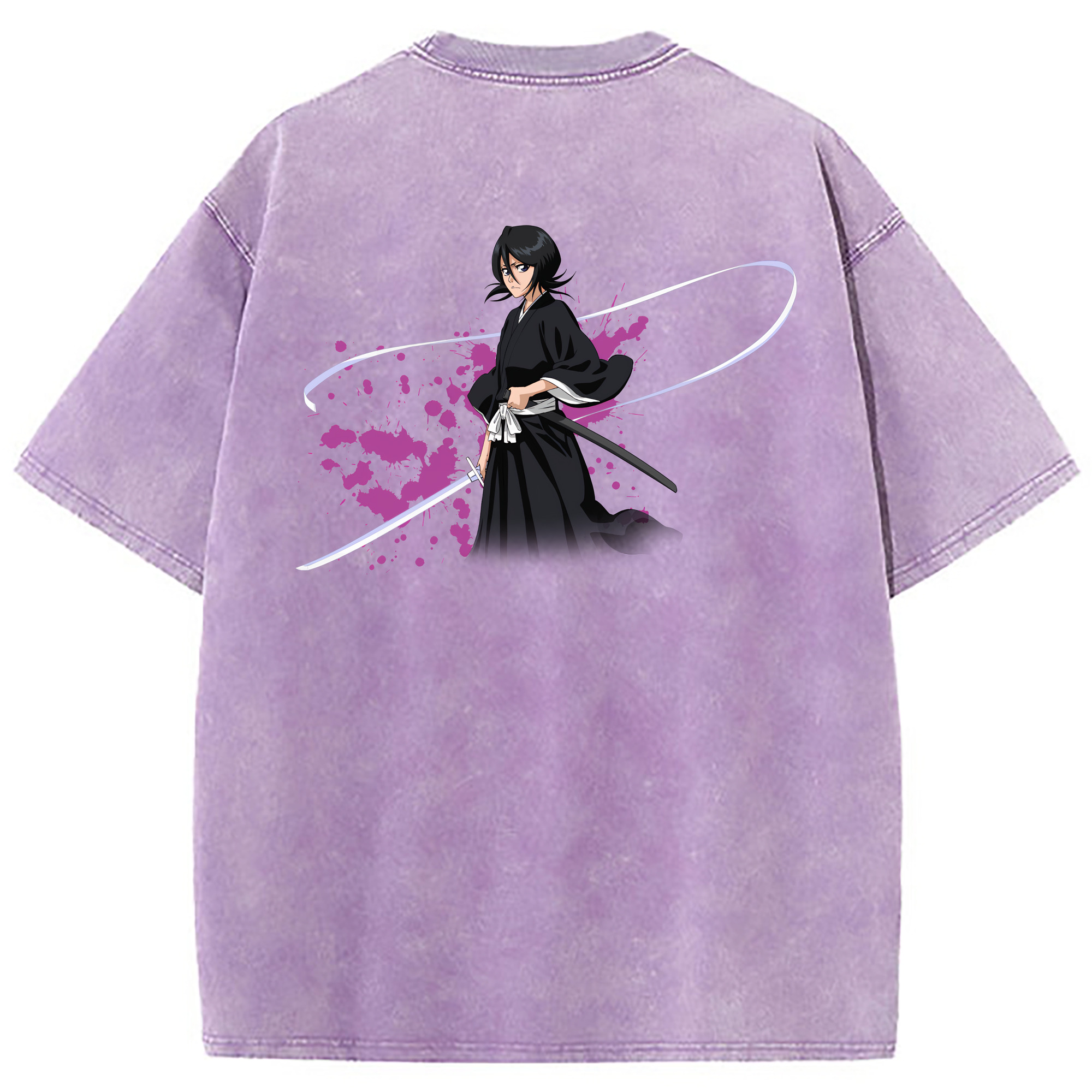 （画像用） ブリーチ 朽木ルキア BLEACH Kuchiki Rukia 綿100% ヴィンテージ風 半袖Tシャツ（背面プリント）