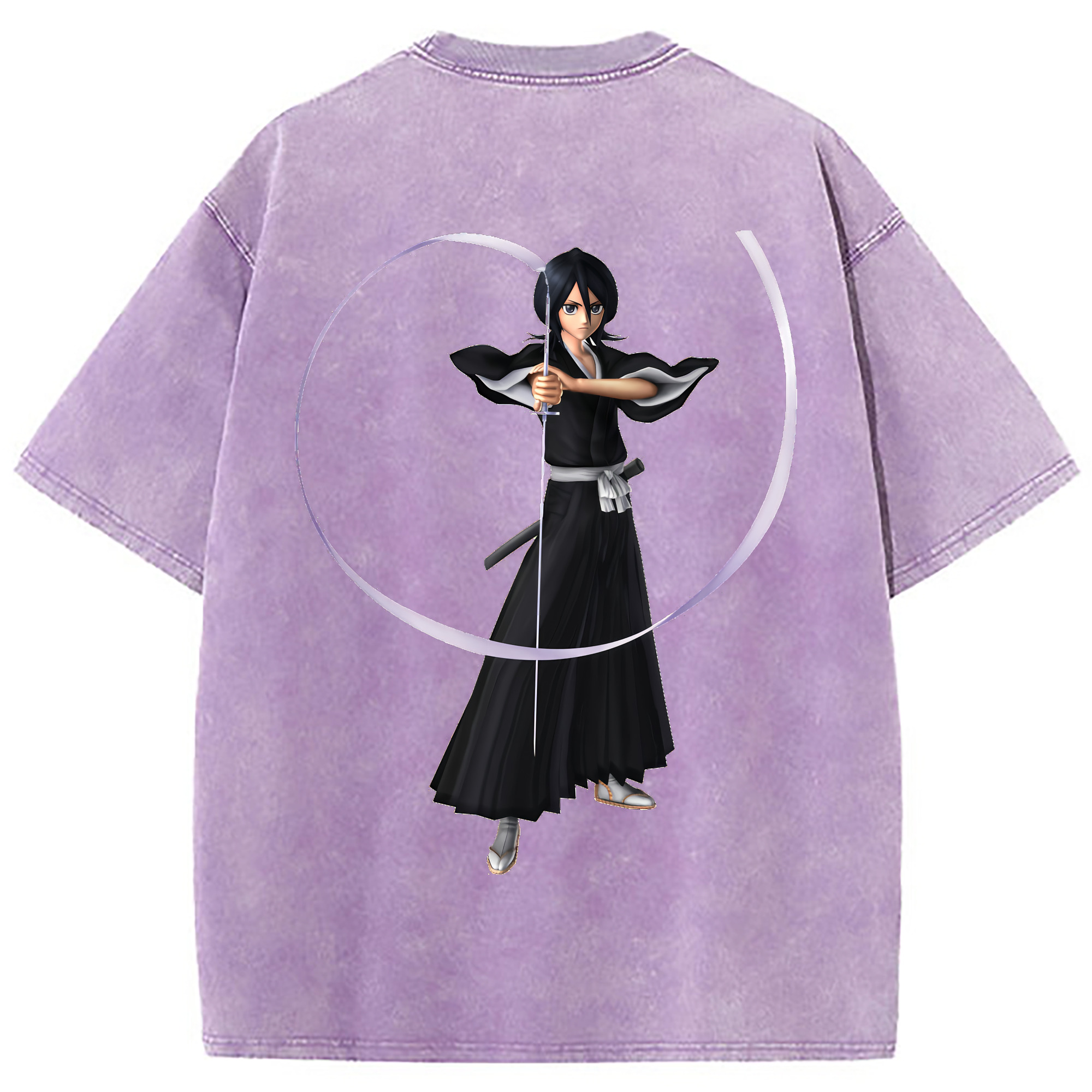 （画像用） ブリーチ 朽木ルキア BLEACH Kuchiki Rukia 綿100% ヴィンテージ風 半袖Tシャツ（背面プリント）