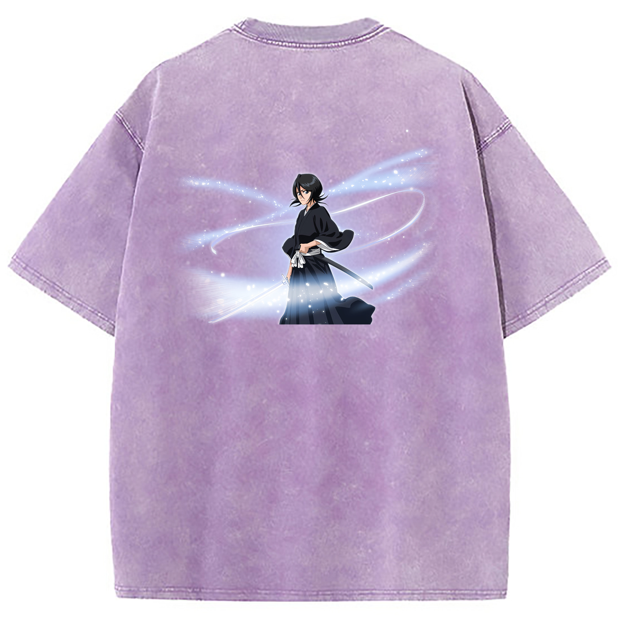 （画像用） ブリーチ 朽木ルキア BLEACH Kuchiki Rukia 綿100% ヴィンテージ風 半袖Tシャツ（背面プリント）