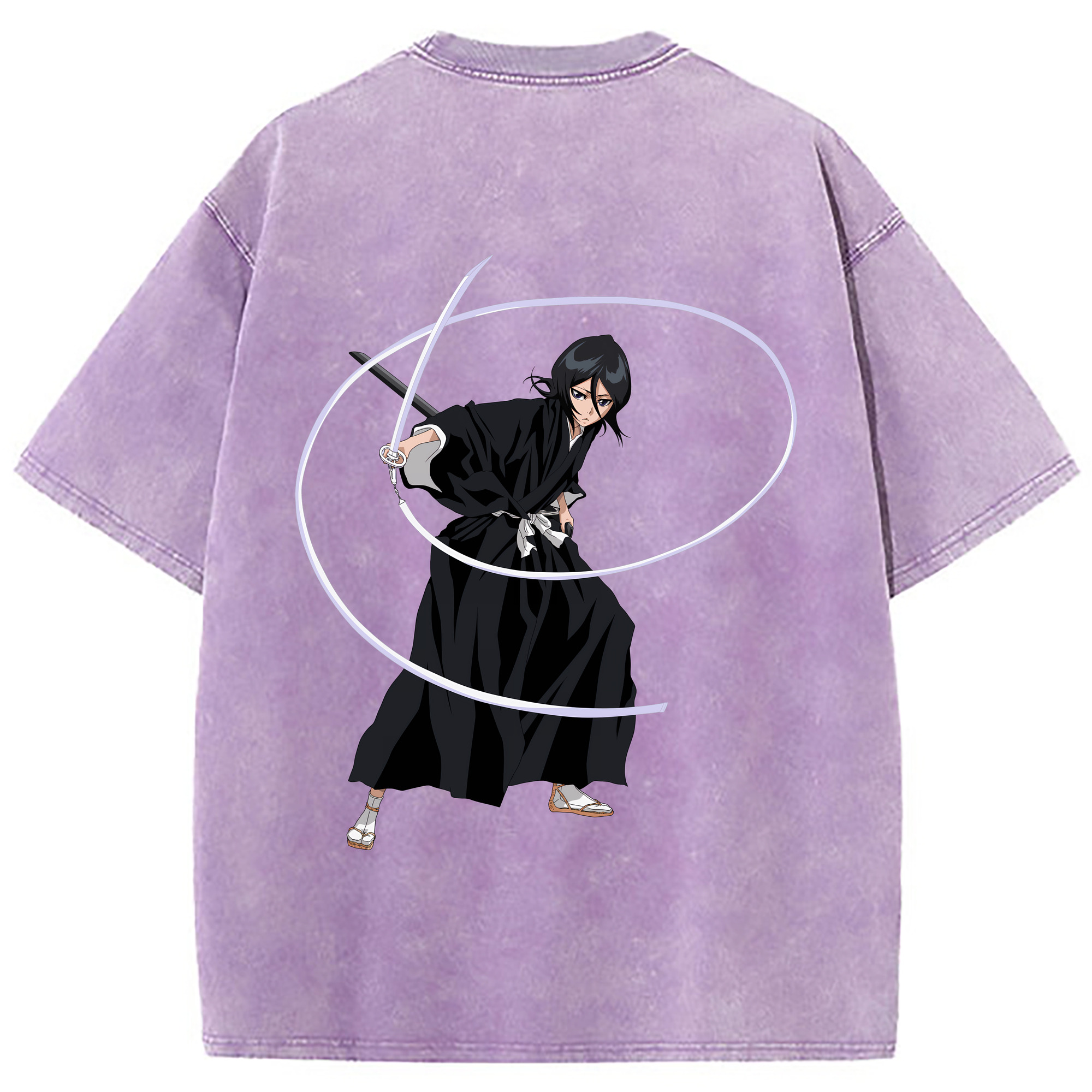 （画像用） ブリーチ 朽木ルキア BLEACH Kuchiki Rukia 綿100% ヴィンテージ風 半袖Tシャツ（背面プリント）
