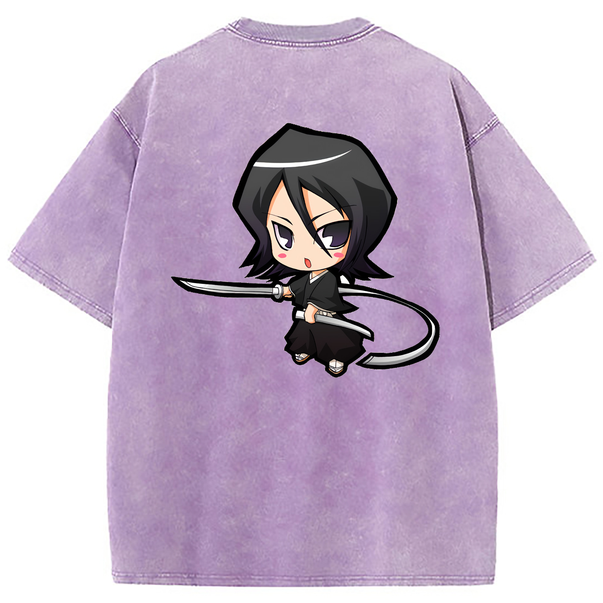 （画像用） ブリーチ 朽木ルキア BLEACH Kuchiki Rukia 綿100% ヴィンテージ風 半袖Tシャツ（背面プリント）