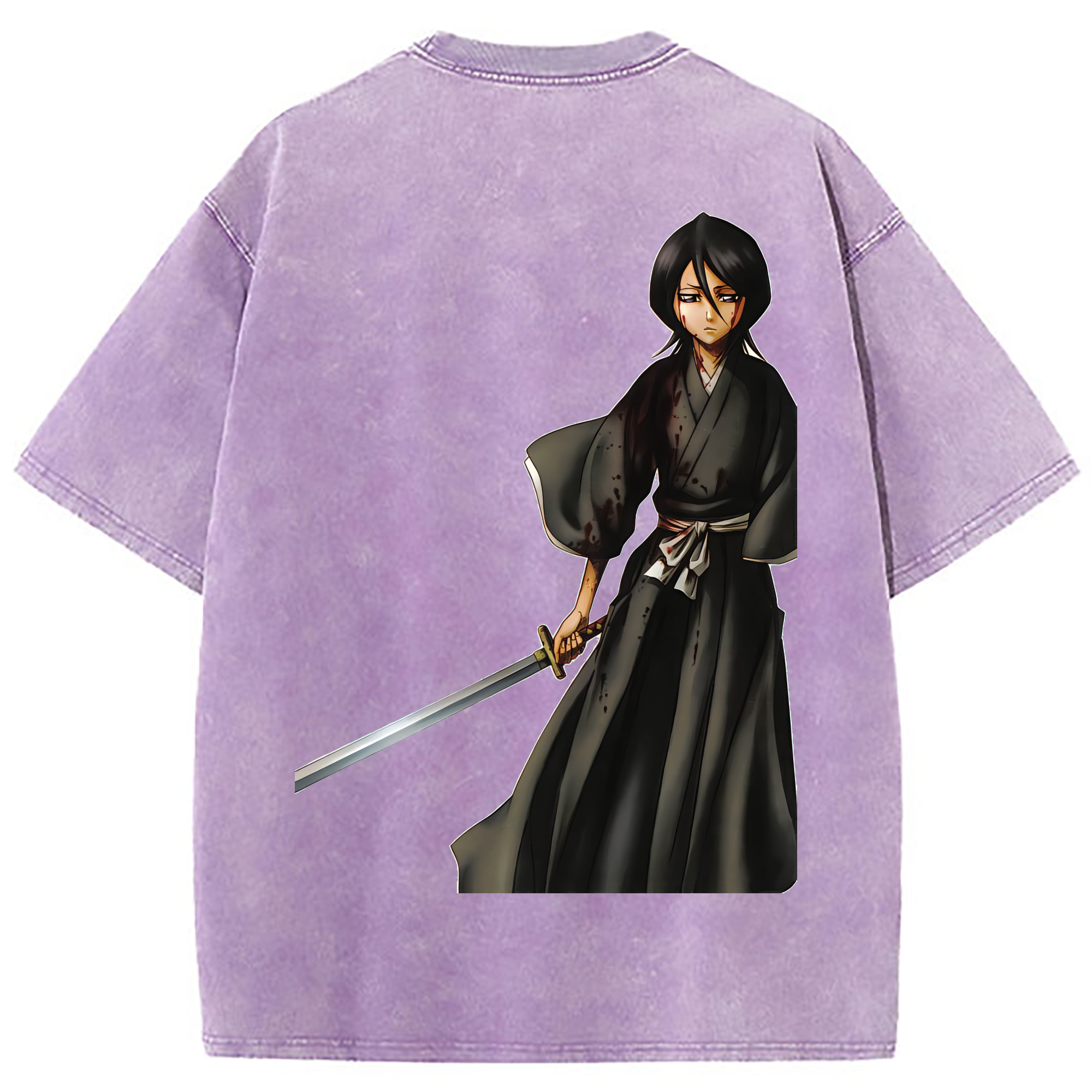 （画像用） ブリーチ 朽木ルキア BLEACH Kuchiki Rukia 綿100% ヴィンテージ風 半袖Tシャツ（背面プリント）