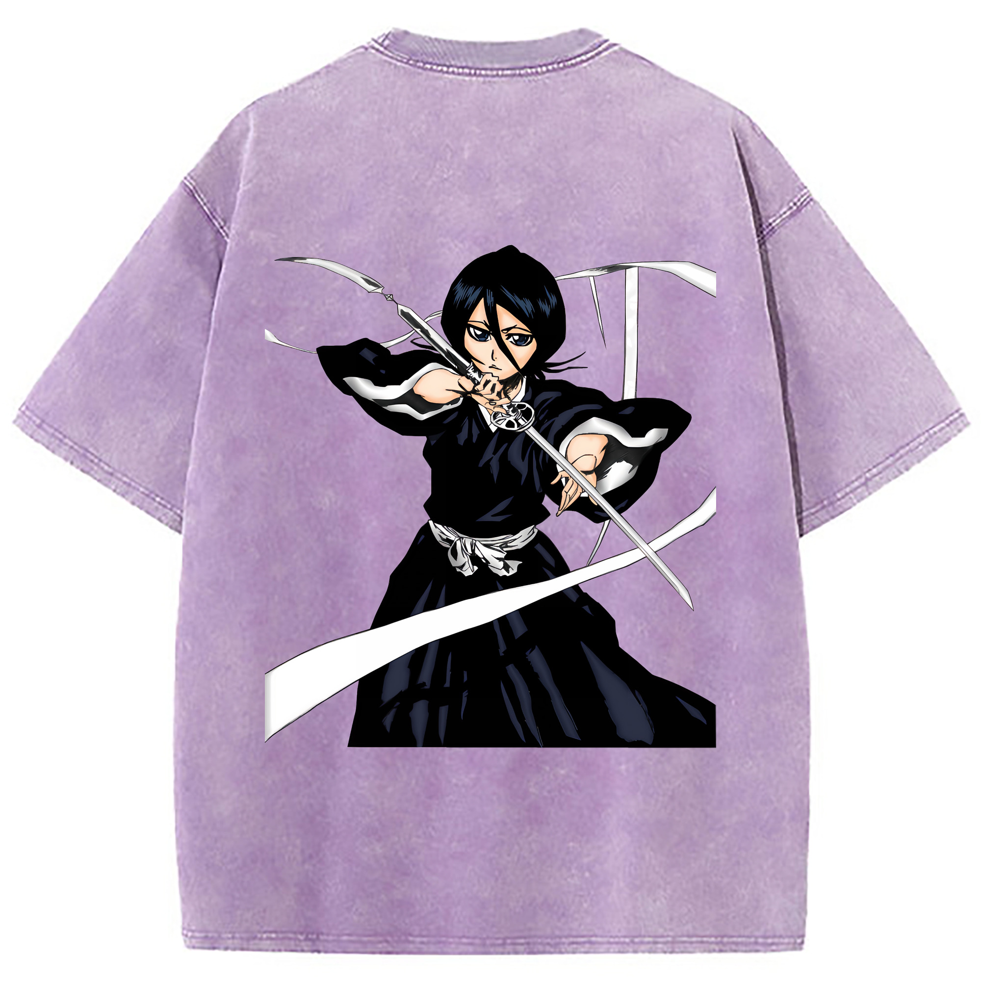 （画像用） ブリーチ 朽木ルキア BLEACH Kuchiki Rukia 綿100% ヴィンテージ風 半袖Tシャツ（背面プリント）