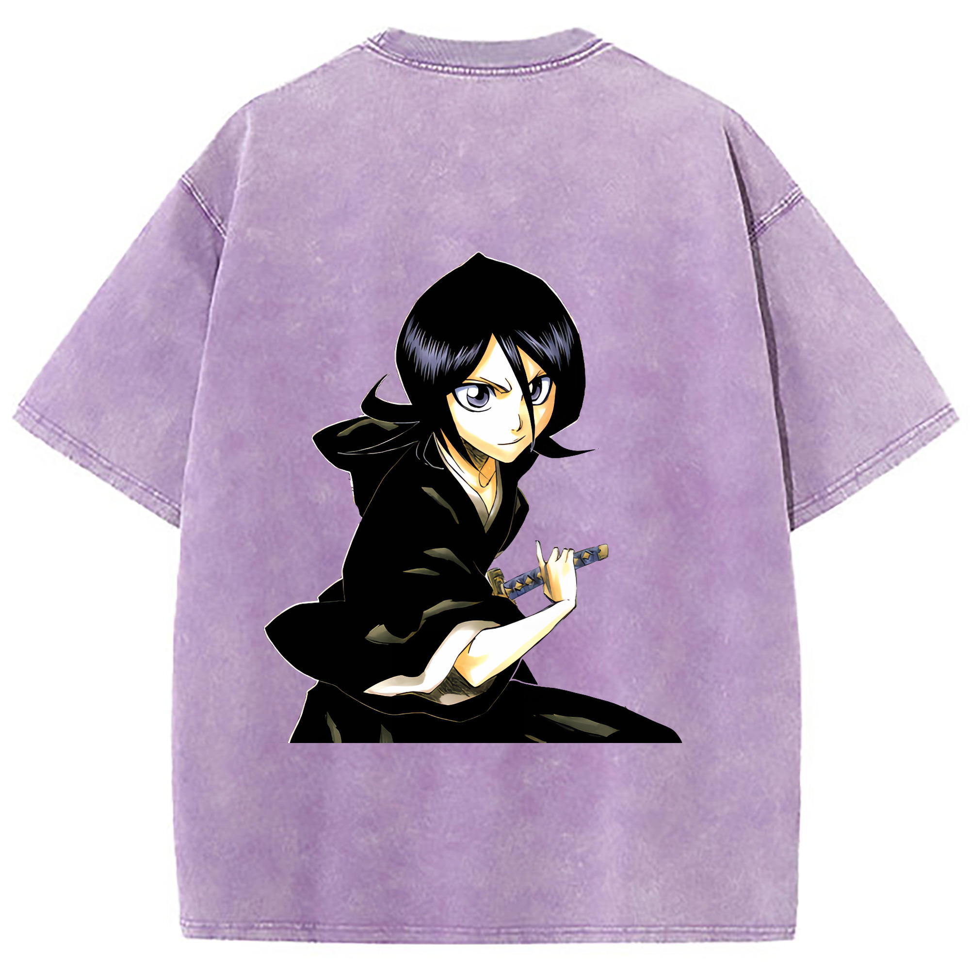 （画像用） ブリーチ 朽木ルキア BLEACH Kuchiki Rukia 綿100% ヴィンテージ風 半袖Tシャツ（背面プリント）