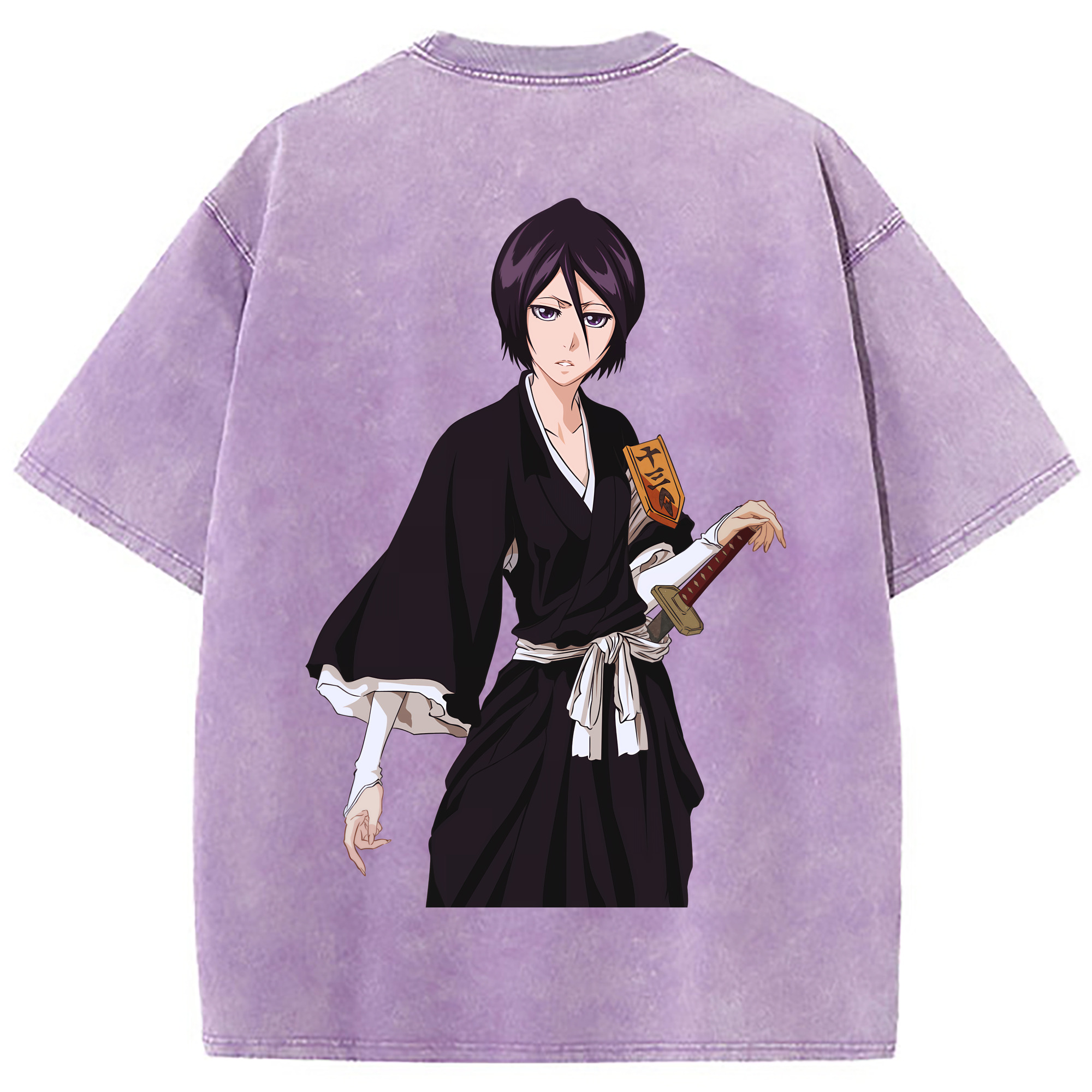 （画像用） ブリーチ 朽木ルキア BLEACH Kuchiki Rukia 綿100% ヴィンテージ風 半袖Tシャツ（背面プリント）