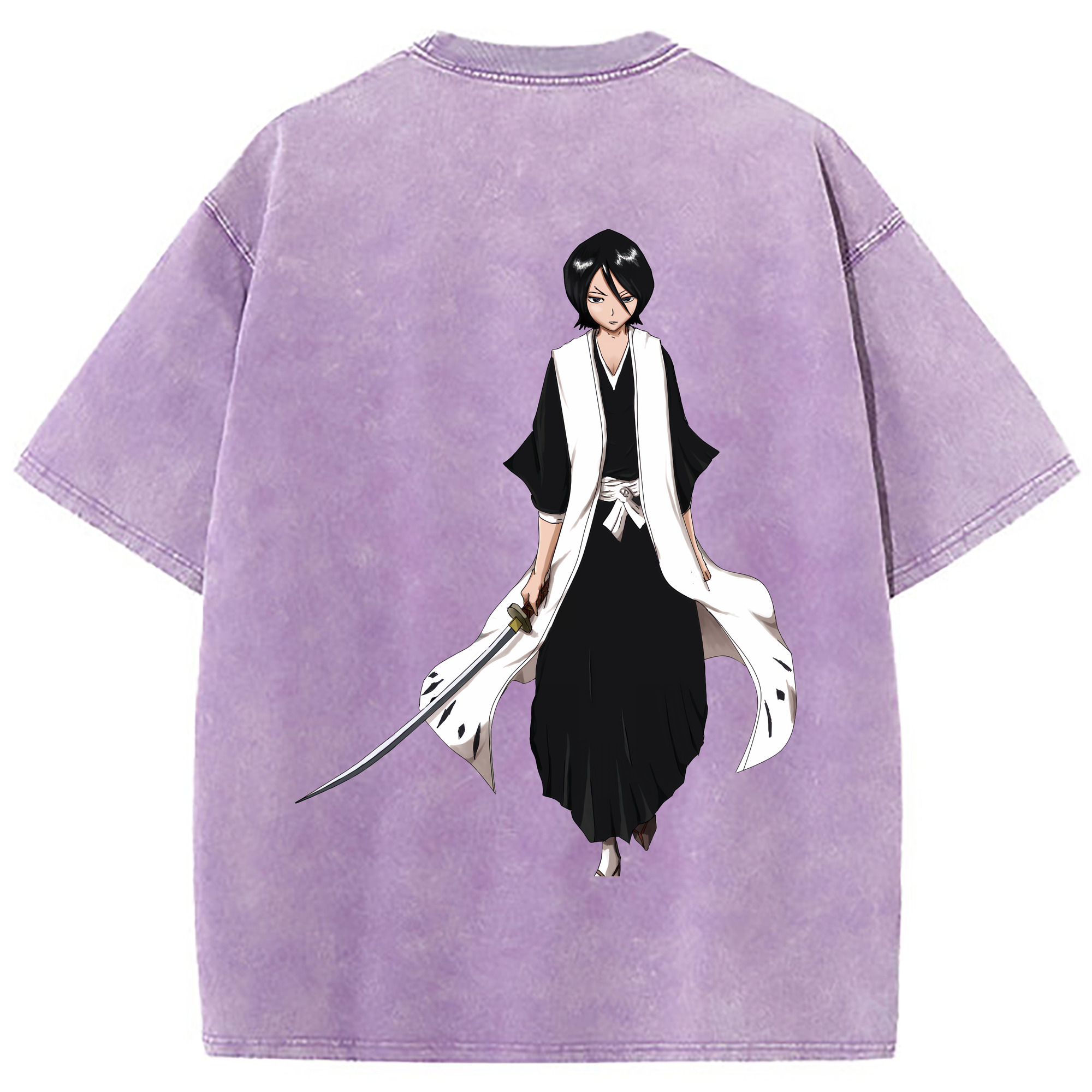 （画像用） ブリーチ 朽木ルキア BLEACH Kuchiki Rukia 綿100% ヴィンテージ風 半袖Tシャツ（背面プリント）