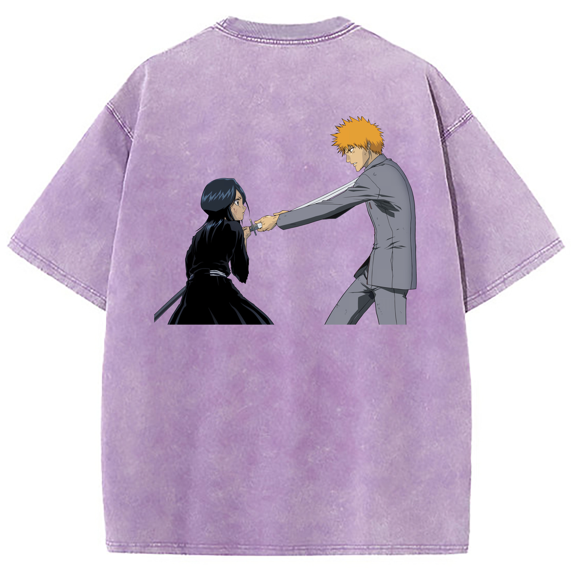 （画像用） ブリーチ 朽木ルキア BLEACH Kuchiki Rukia 綿100% ヴィンテージ風 半袖Tシャツ（背面プリント）