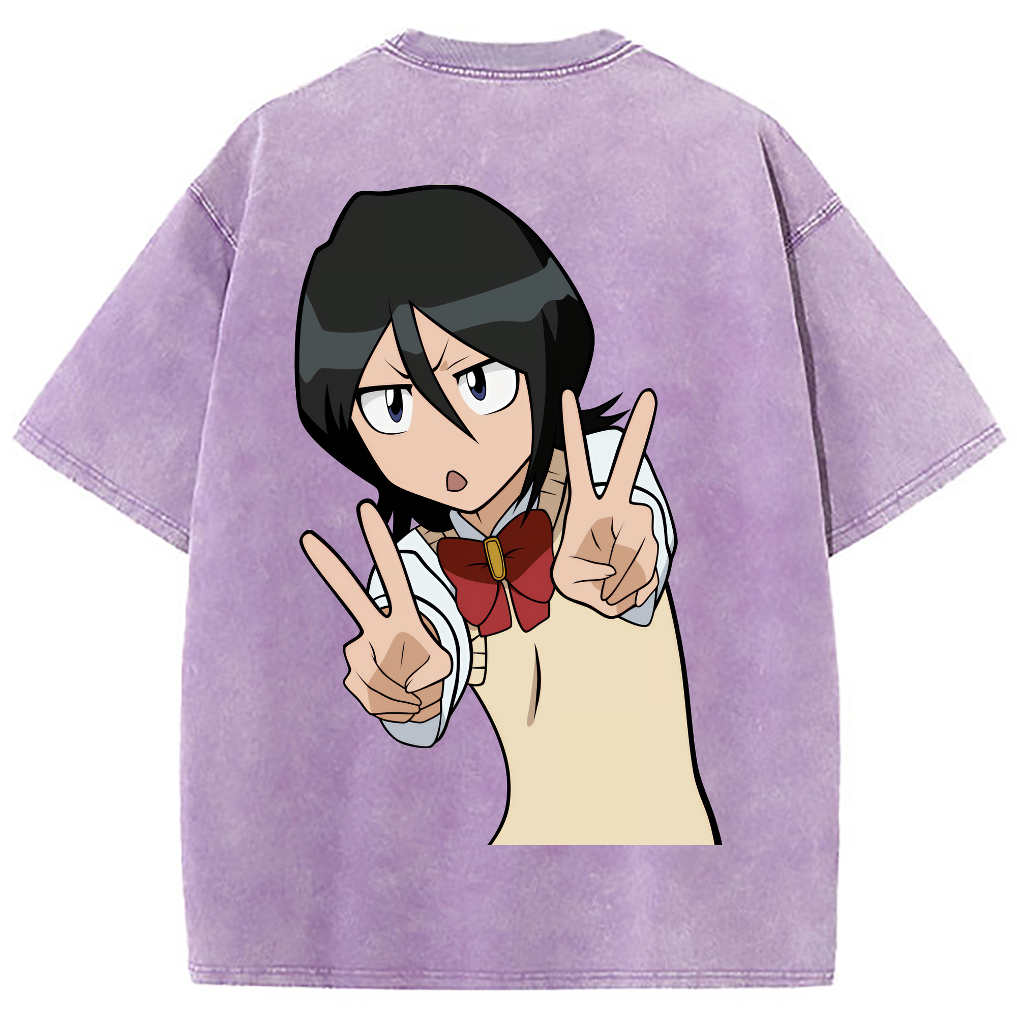 （画像用） ブリーチ 朽木ルキア BLEACH Kuchiki Rukia 綿100% ヴィンテージ風 半袖Tシャツ（背面プリント）