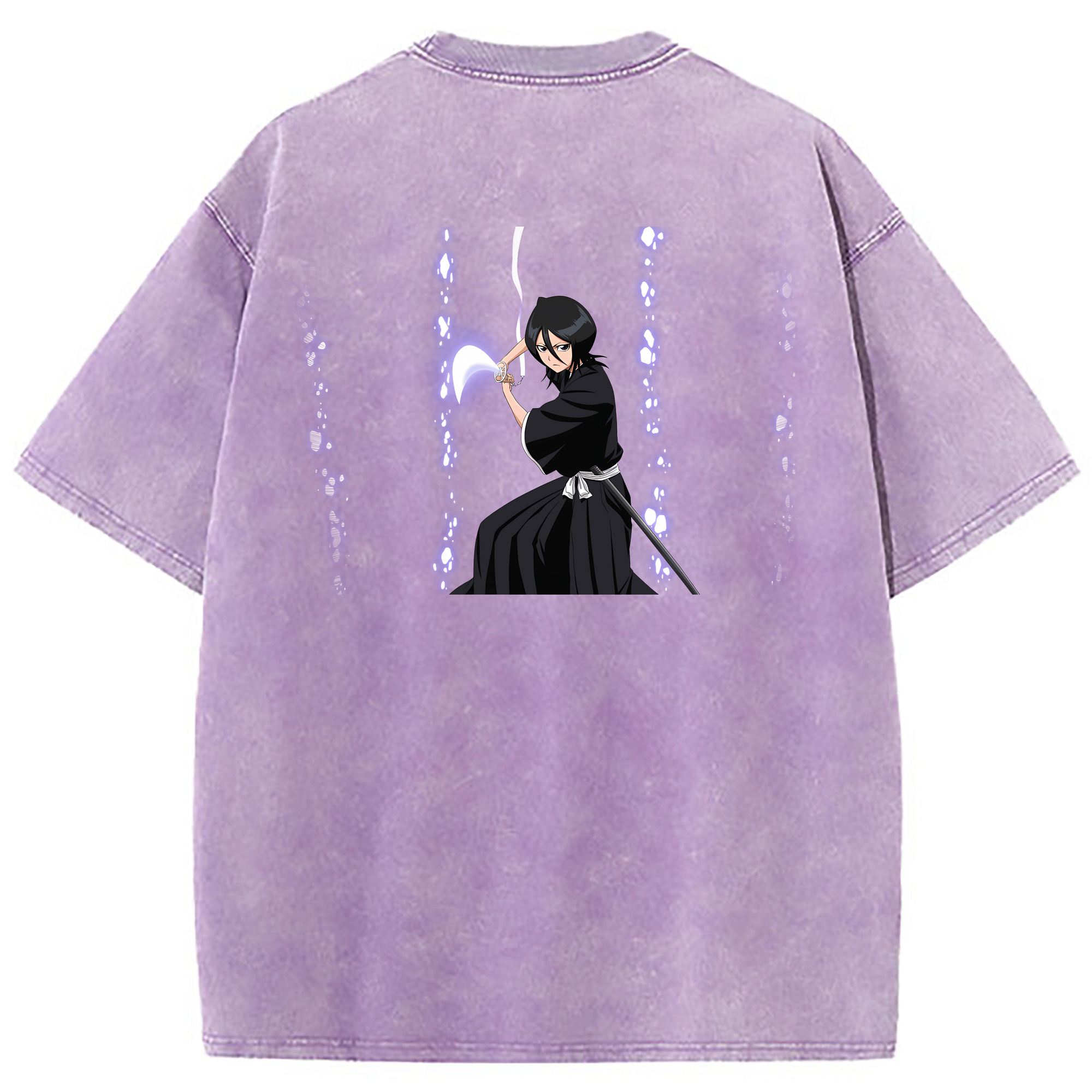 （画像用） ブリーチ 朽木ルキア BLEACH Kuchiki Rukia 綿100% ヴィンテージ風 半袖Tシャツ（背面プリント）