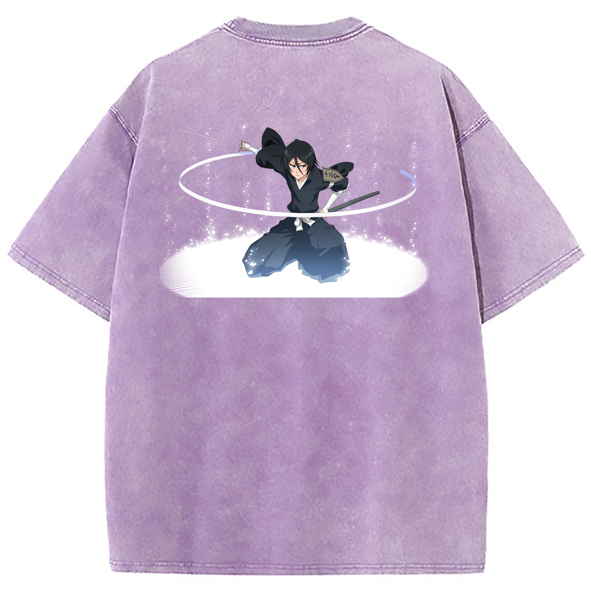 （画像用） ブリーチ 朽木ルキア BLEACH Kuchiki Rukia 綿100% ヴィンテージ風 半袖Tシャツ（背面プリント）