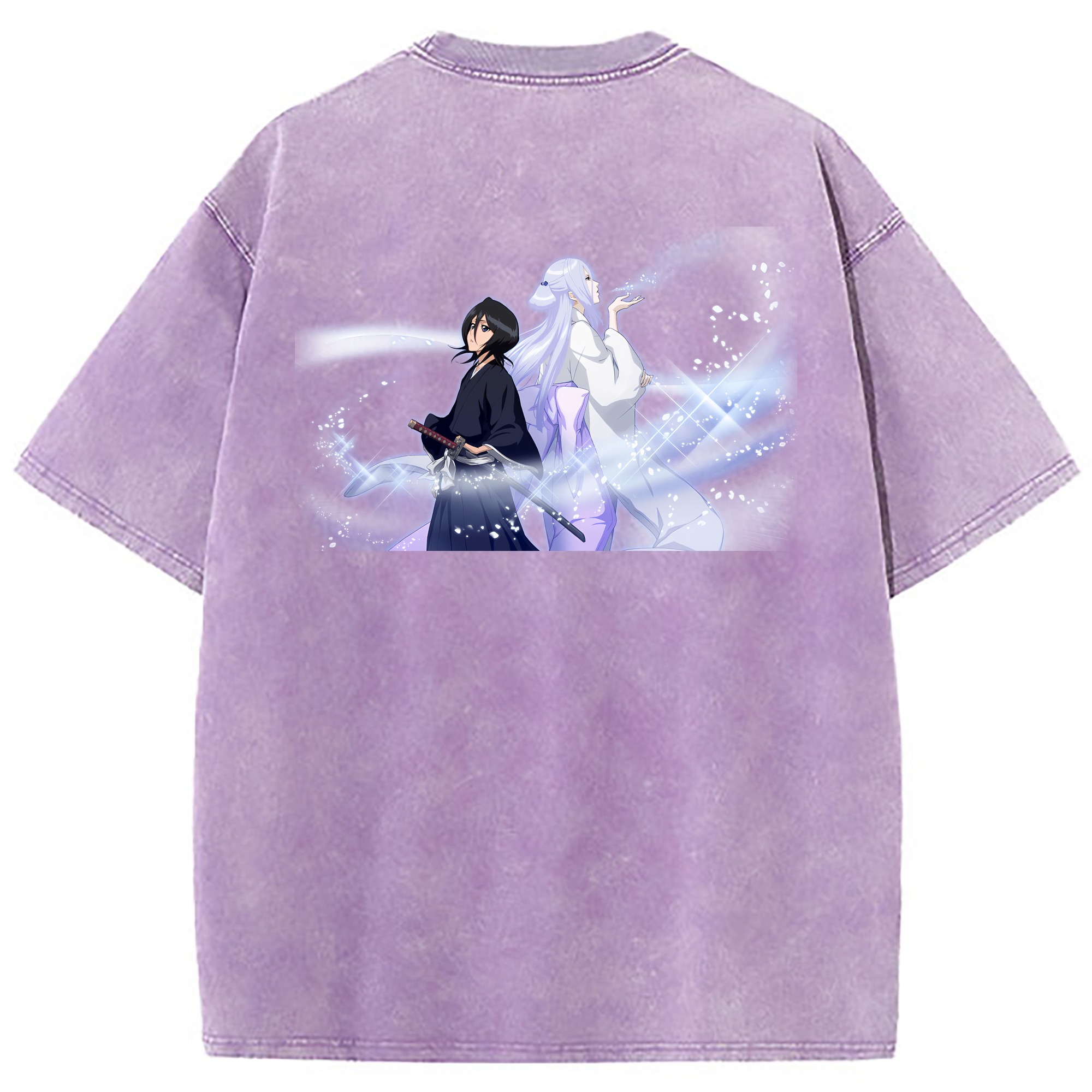 （画像用） ブリーチ 朽木ルキア BLEACH Kuchiki Rukia 綿100% ヴィンテージ風 半袖Tシャツ（背面プリント）