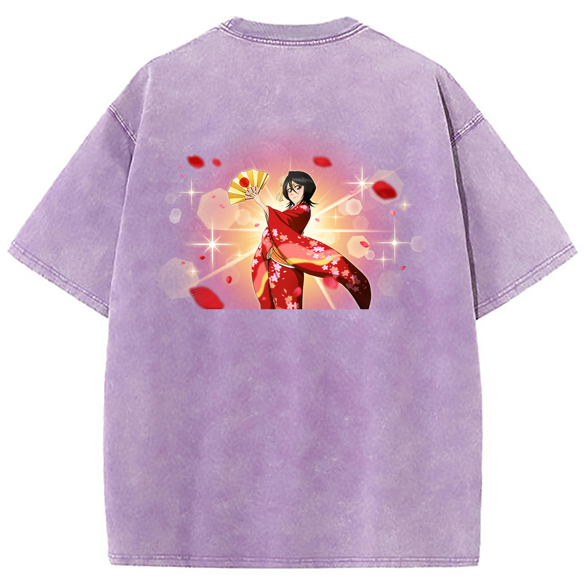 （画像用） ブリーチ 朽木ルキア BLEACH Kuchiki Rukia 綿100% ヴィンテージ風 半袖Tシャツ（背面プリント）