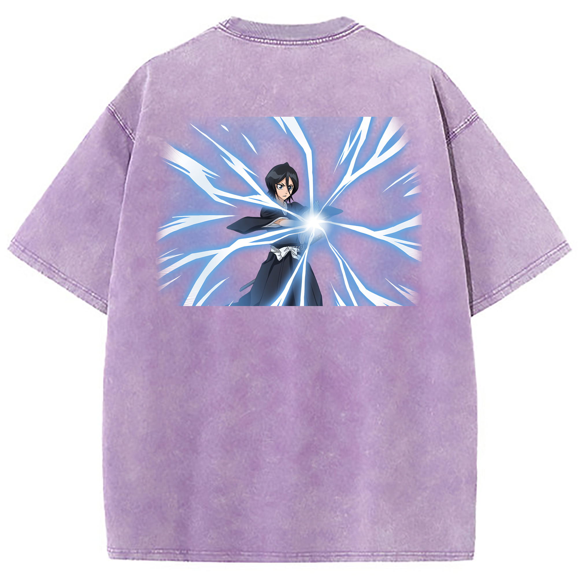 （画像用） ブリーチ 朽木ルキア BLEACH Kuchiki Rukia 綿100% ヴィンテージ風 半袖Tシャツ（背面プリント）