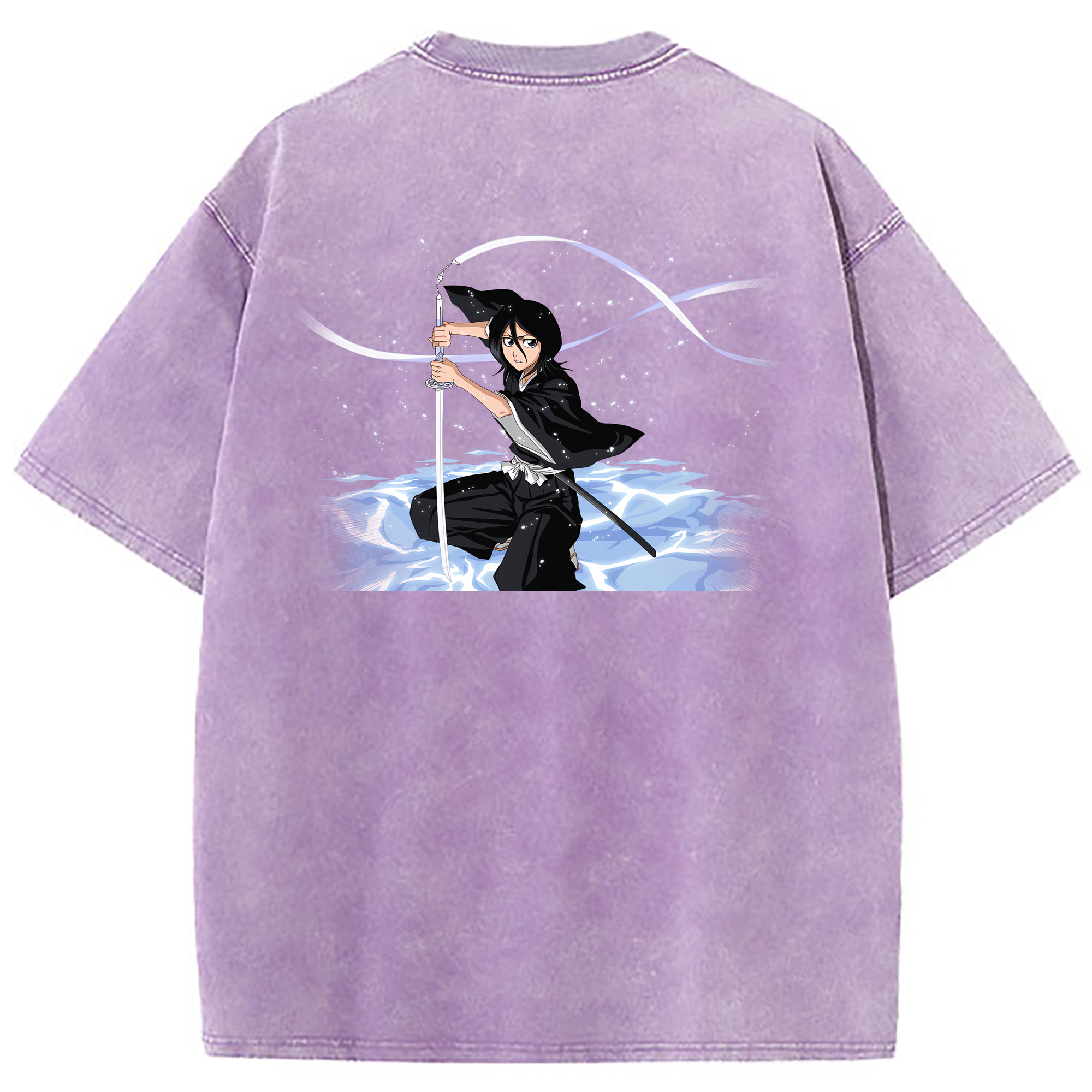 （画像用） ブリーチ 朽木ルキア BLEACH Kuchiki Rukia 綿100% ヴィンテージ風 半袖Tシャツ（背面プリント）