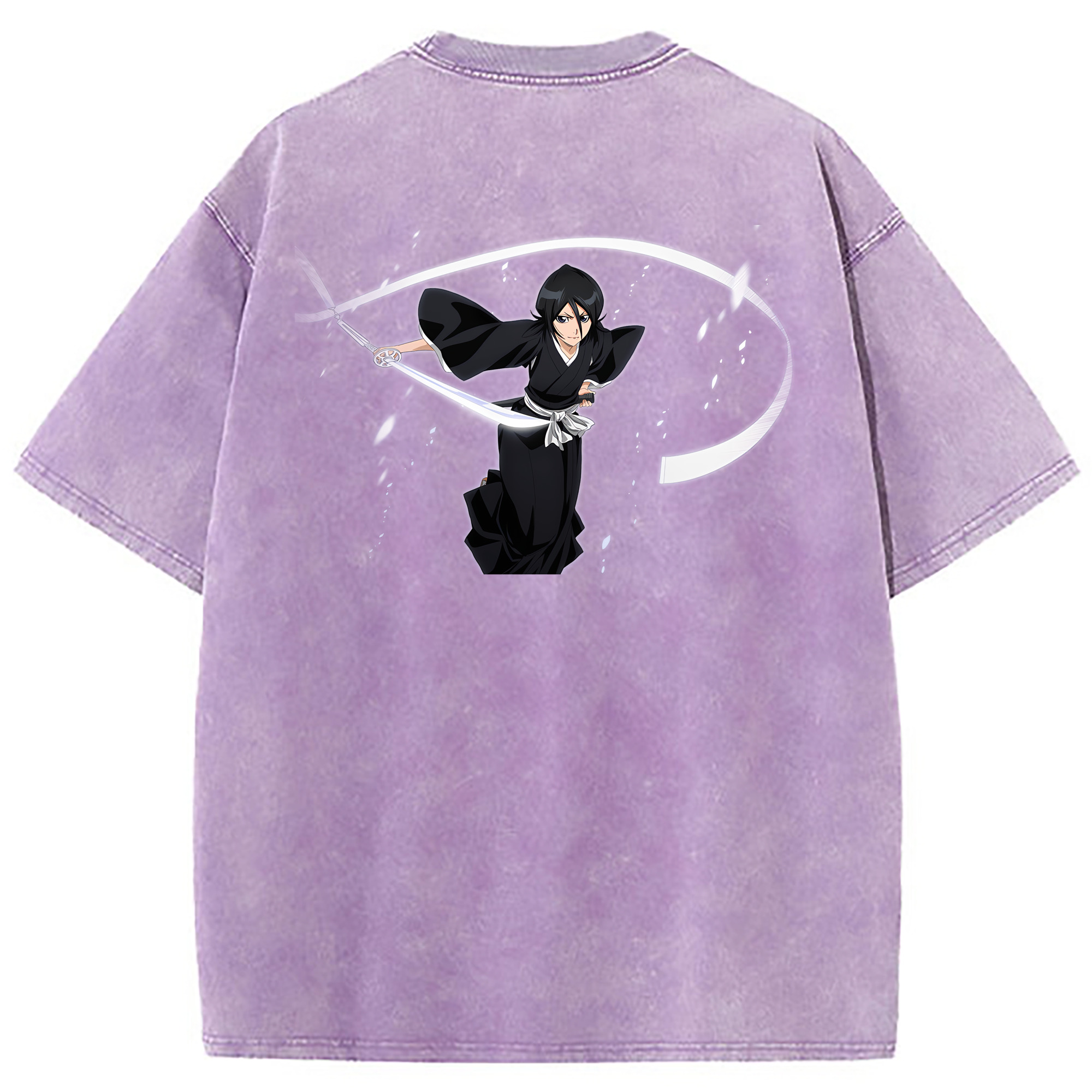 （画像用） ブリーチ 朽木ルキア BLEACH Kuchiki Rukia 綿100% ヴィンテージ風 半袖Tシャツ（背面プリント）