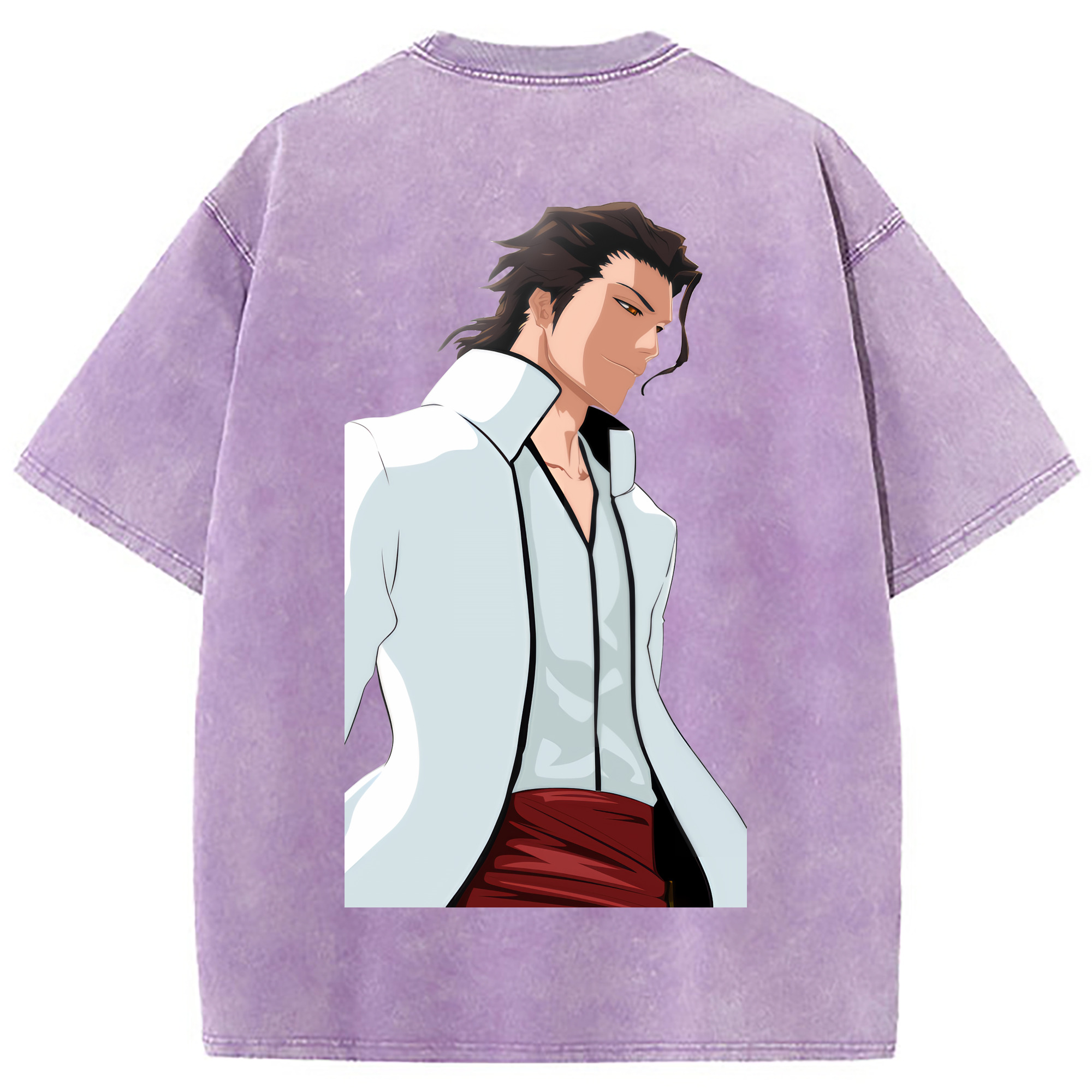 （画像用） ブリーチ 藍染 惣右介（あいぜん そうすけ） BLEACH Aizen Sousuke 綿100% ヴィンテージ風 半袖Tシャツ（背面プリント）