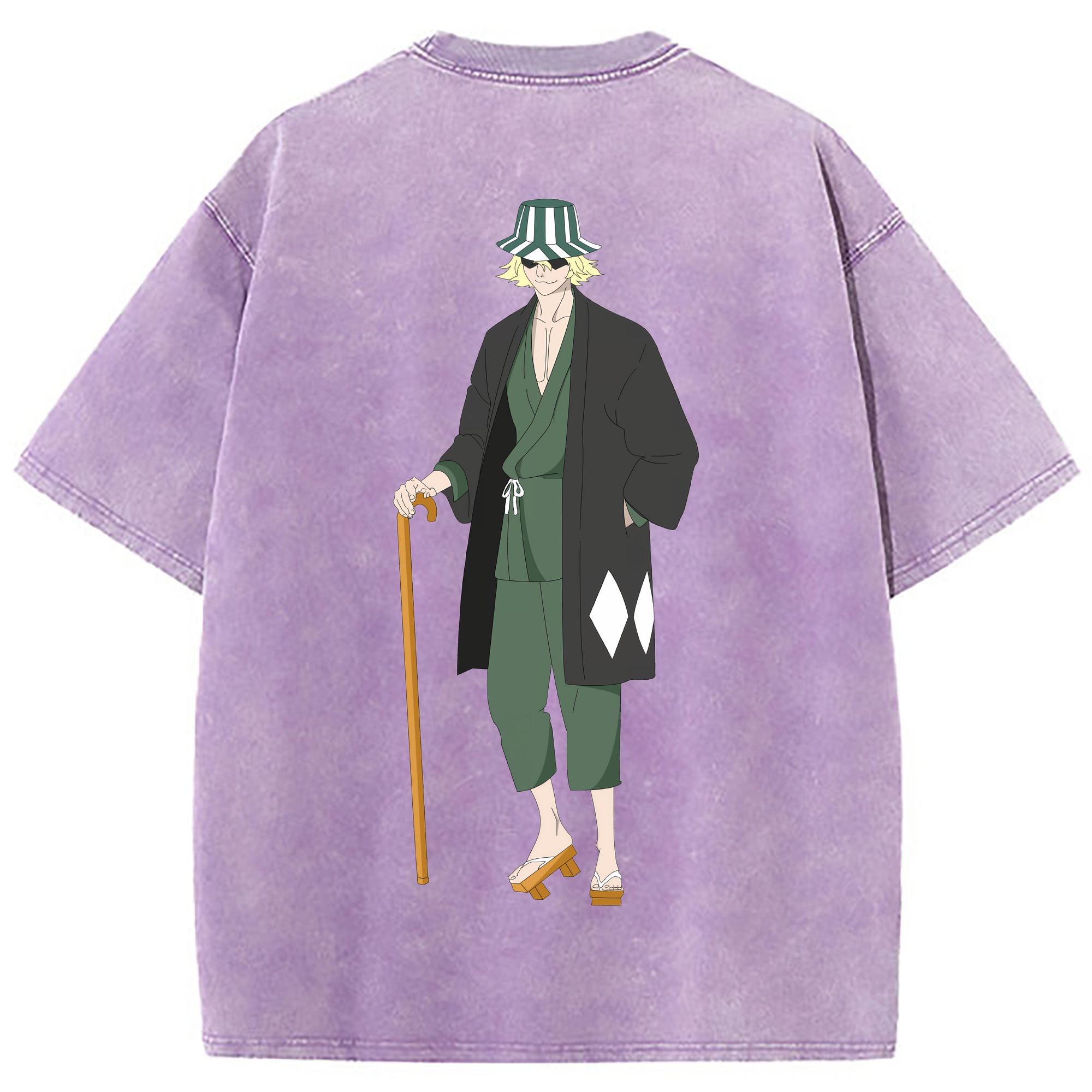 （画像用） "ブリーチ 浦原 喜助（うらはら きすけ） BLEACH Urahara Kisuke " 綿100% ヴィンテージ風 半袖Tシャツ（背面プリント）