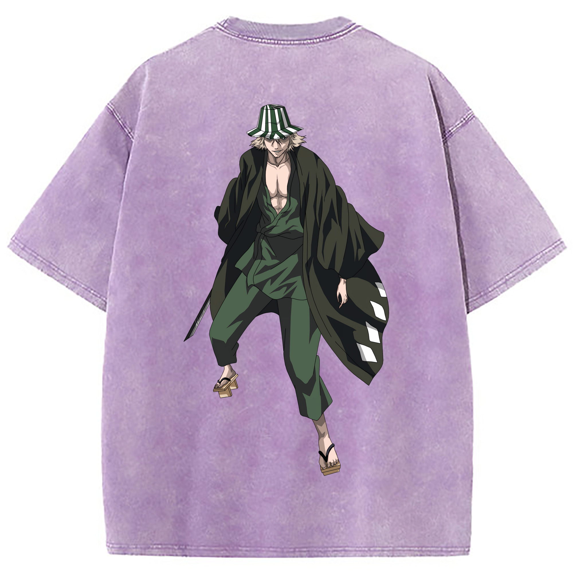 （画像用） "ブリーチ 浦原 喜助（うらはら きすけ） BLEACH Urahara Kisuke " 綿100% ヴィンテージ風 半袖Tシャツ（背面プリント）