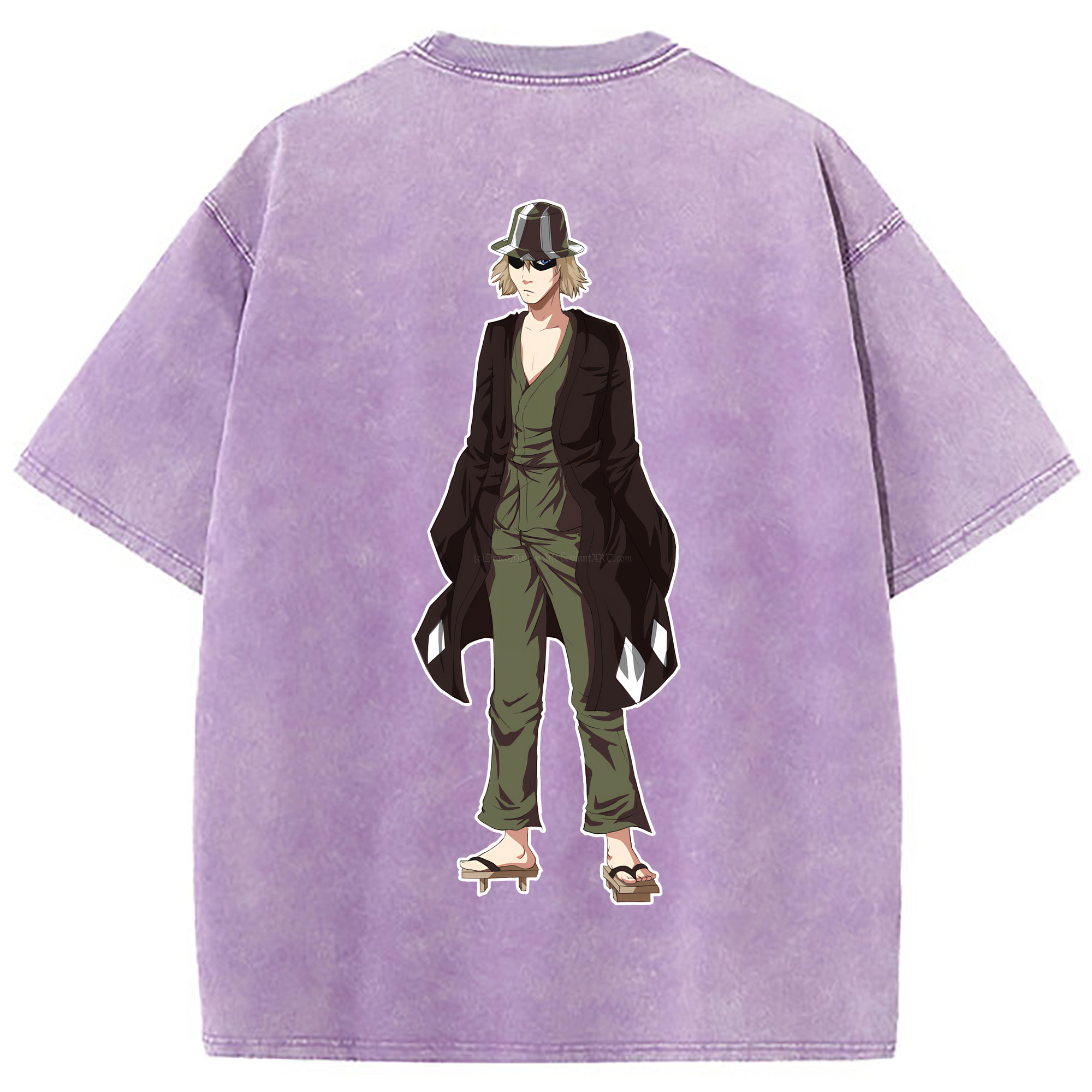 （画像用） "ブリーチ 浦原 喜助（うらはら きすけ） BLEACH Urahara Kisuke " 綿100% ヴィンテージ風 半袖Tシャツ（背面プリント）