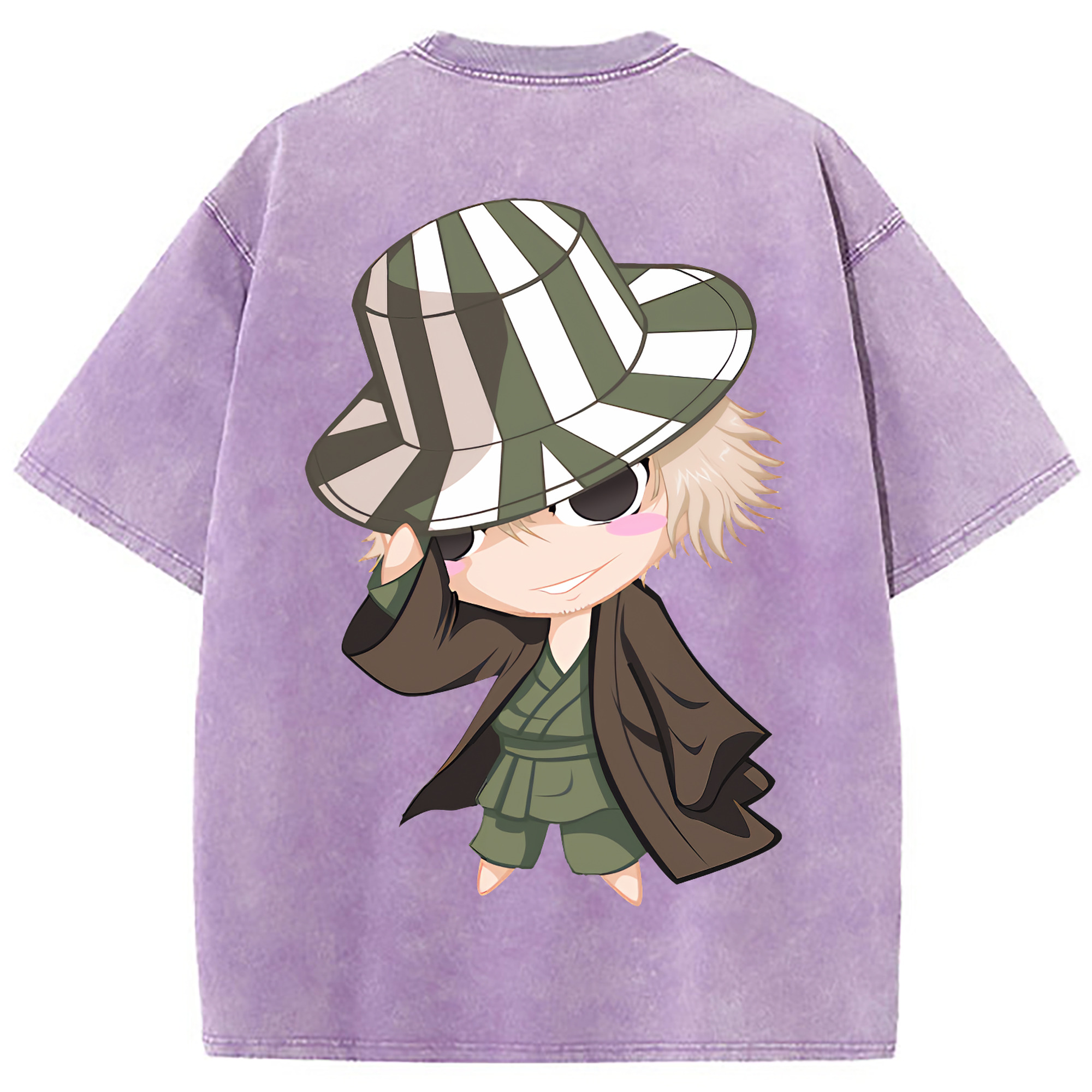 （画像用） "ブリーチ 浦原 喜助（うらはら きすけ） BLEACH Urahara Kisuke " 綿100% ヴィンテージ風 半袖Tシャツ（背面プリント）