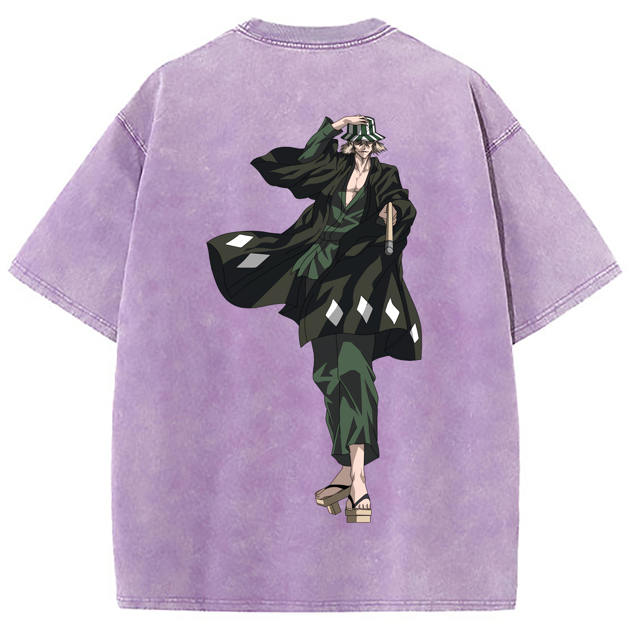 （画像用） "ブリーチ 浦原 喜助（うらはら きすけ） BLEACH Urahara Kisuke " 綿100% ヴィンテージ風 半袖Tシャツ（背面プリント）