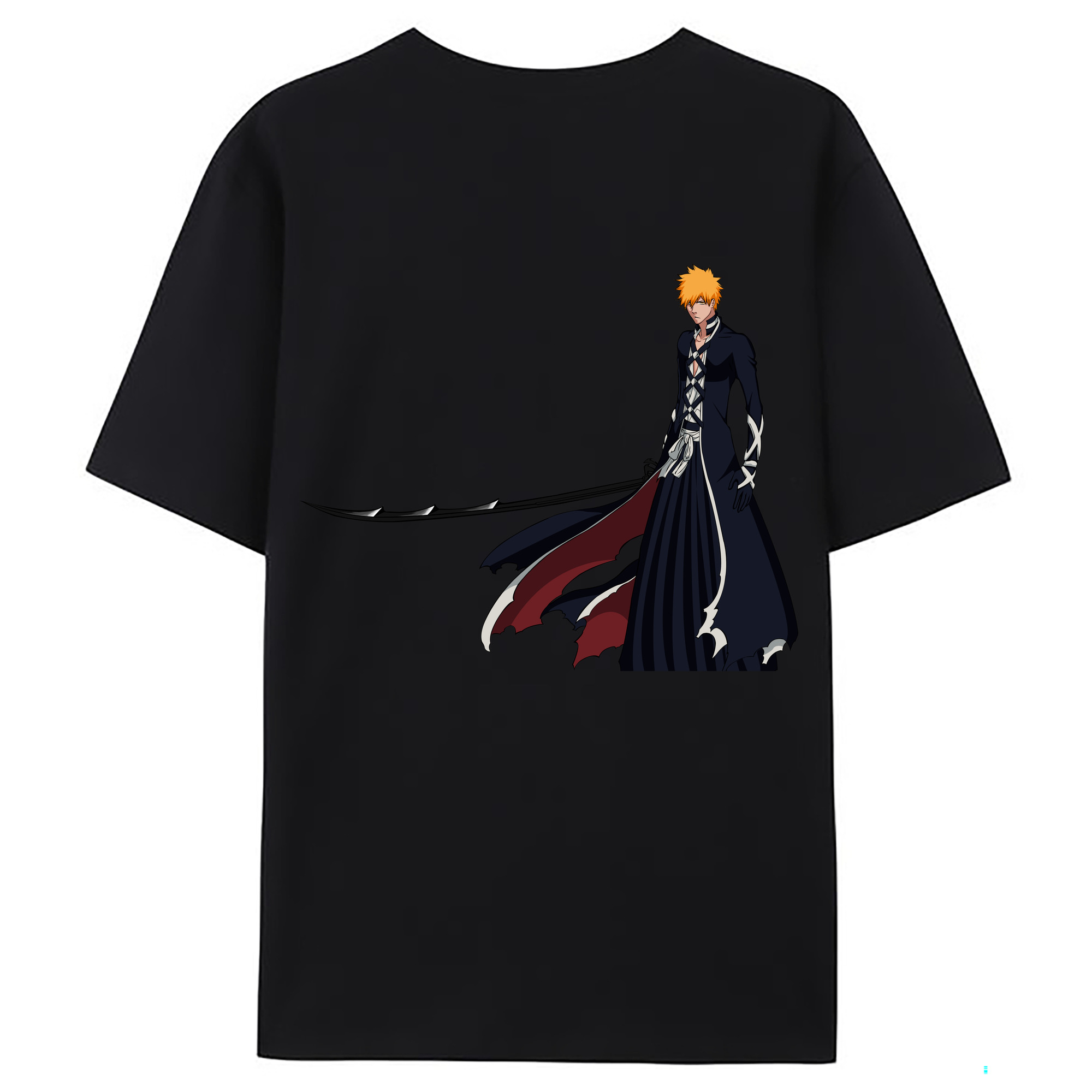 （画像用） ブリーチ 黒崎一護（くろさき いちご）BLEACH Kurosaki Ichigo 綿100％ メンズ半袖Tシャツ（バックプリント） 通気性