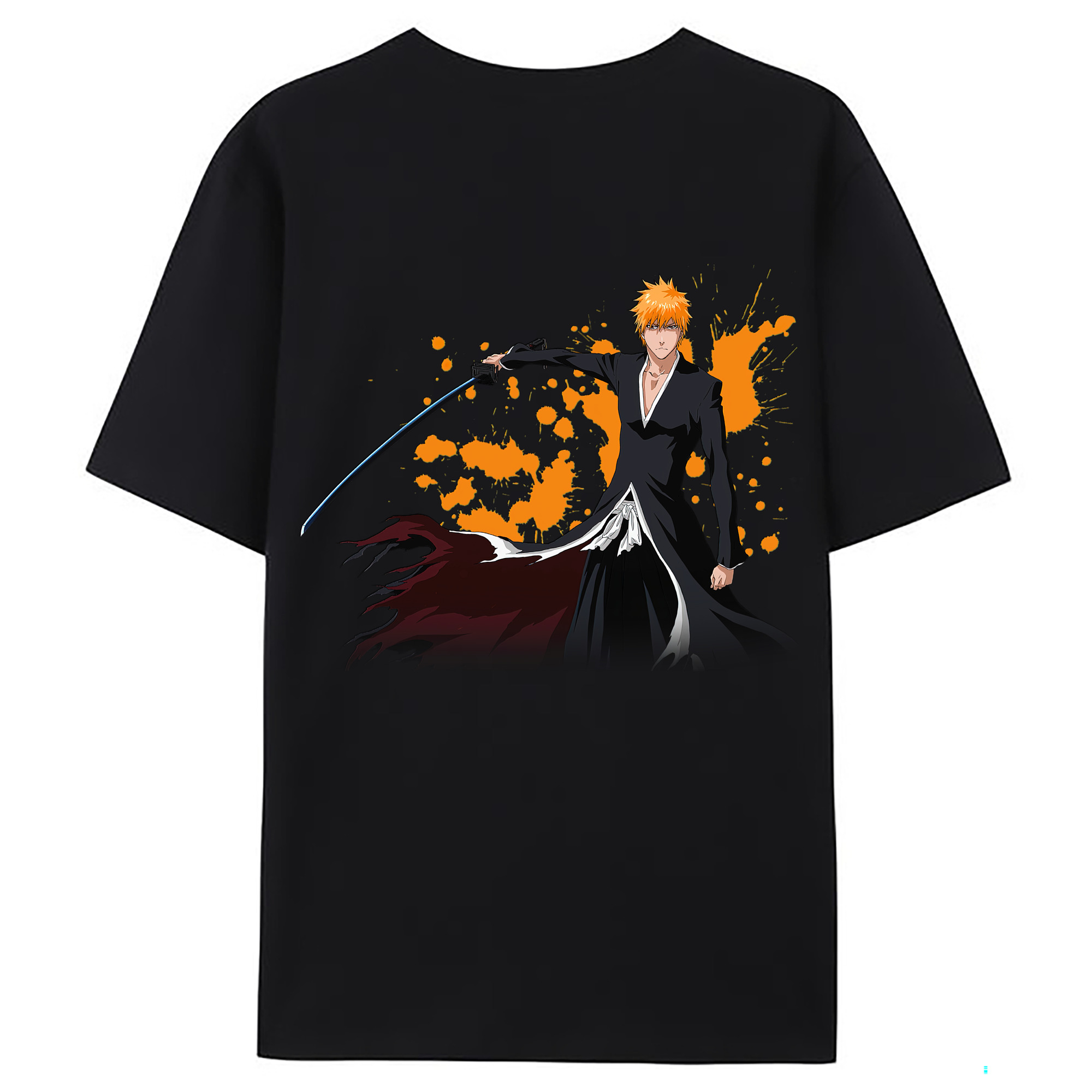（画像用） ブリーチ 黒崎一護（くろさき いちご）BLEACH Kurosaki Ichigo 綿100％ メンズ半袖Tシャツ（バックプリント） 通気性