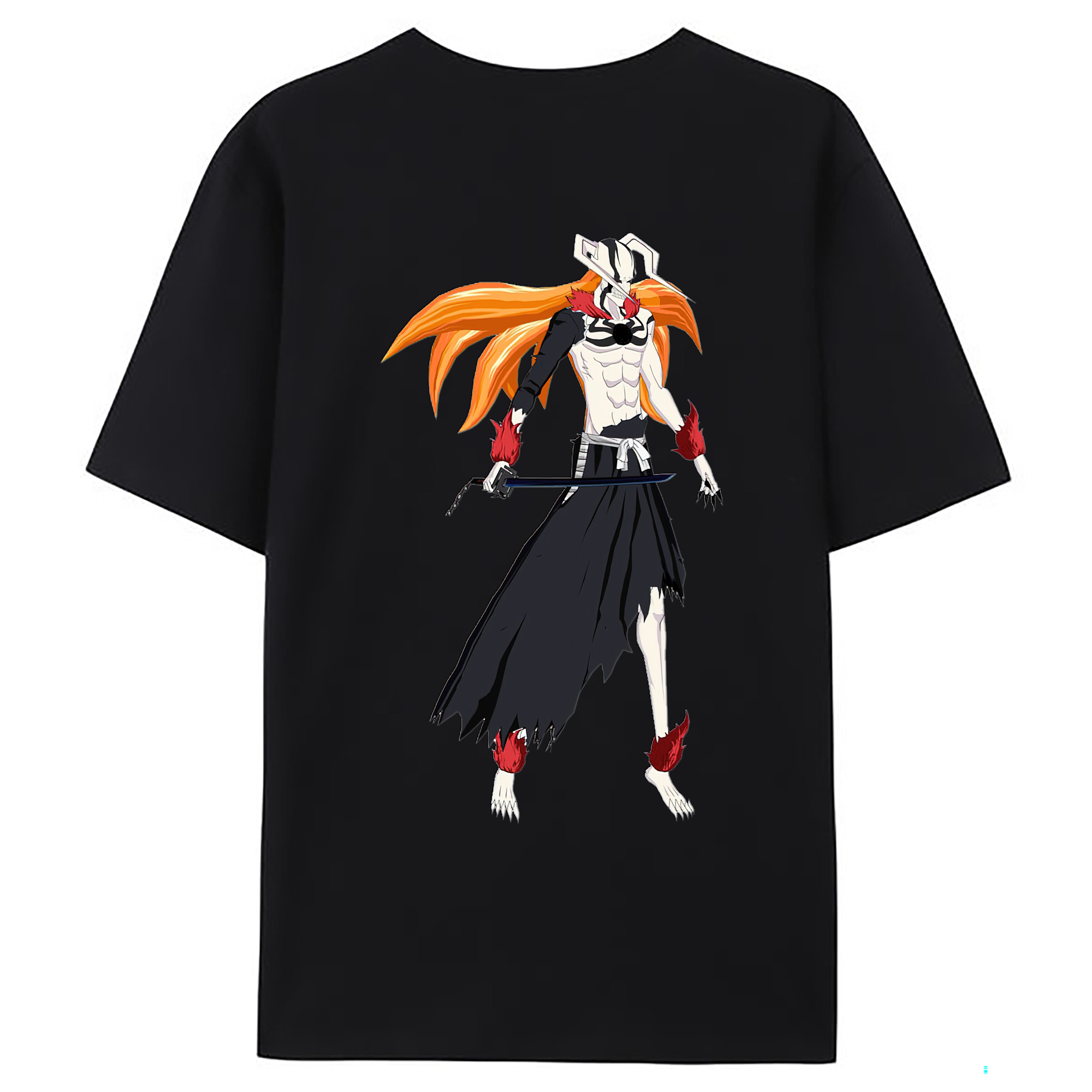 （画像用） ブリーチ 黒崎一護（くろさき いちご）BLEACH Kurosaki Ichigo 綿100％ メンズ半袖Tシャツ（バックプリント） 通気性