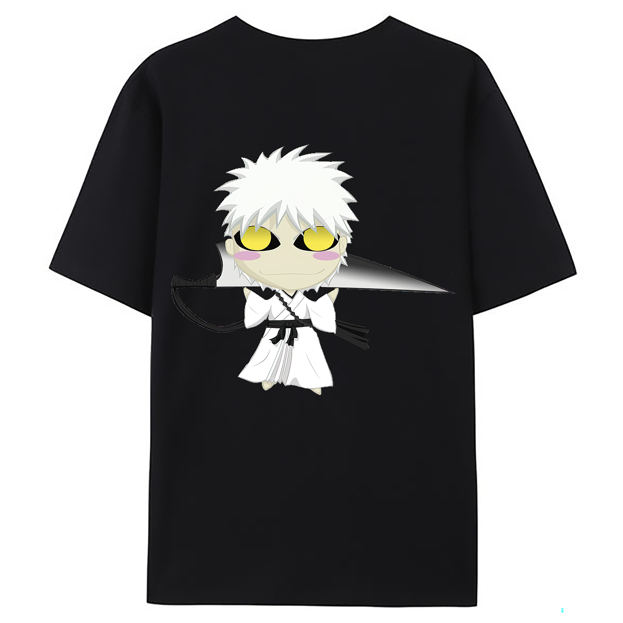 （画像用） ブリーチ 黒崎一護（くろさき いちご）BLEACH Kurosaki Ichigo 綿100％ メンズ半袖Tシャツ（バックプリント） 通気性