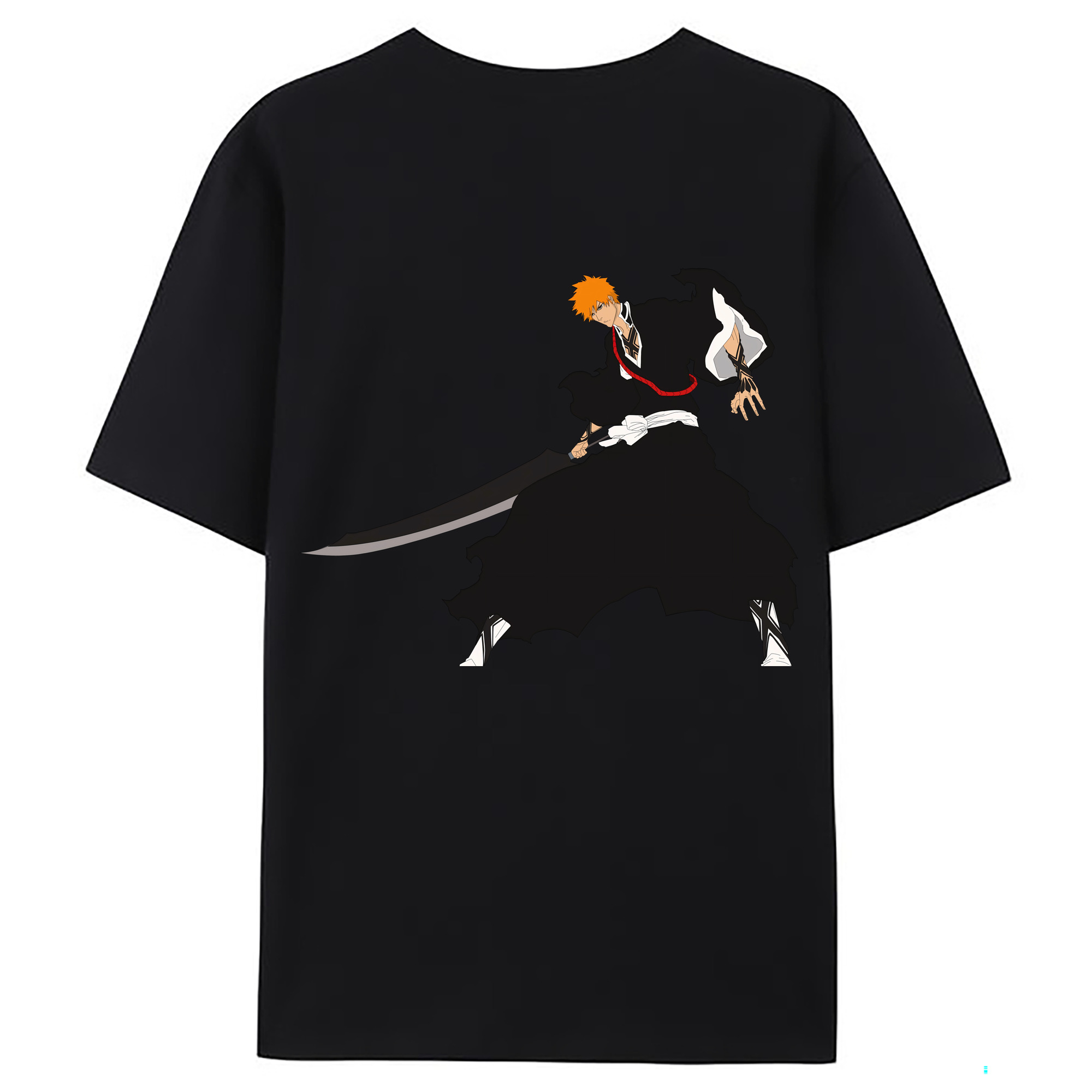 （画像用） ブリーチ 黒崎一護（くろさき いちご）BLEACH Kurosaki Ichigo 綿100％ メンズ半袖Tシャツ（バックプリント） 通気性
