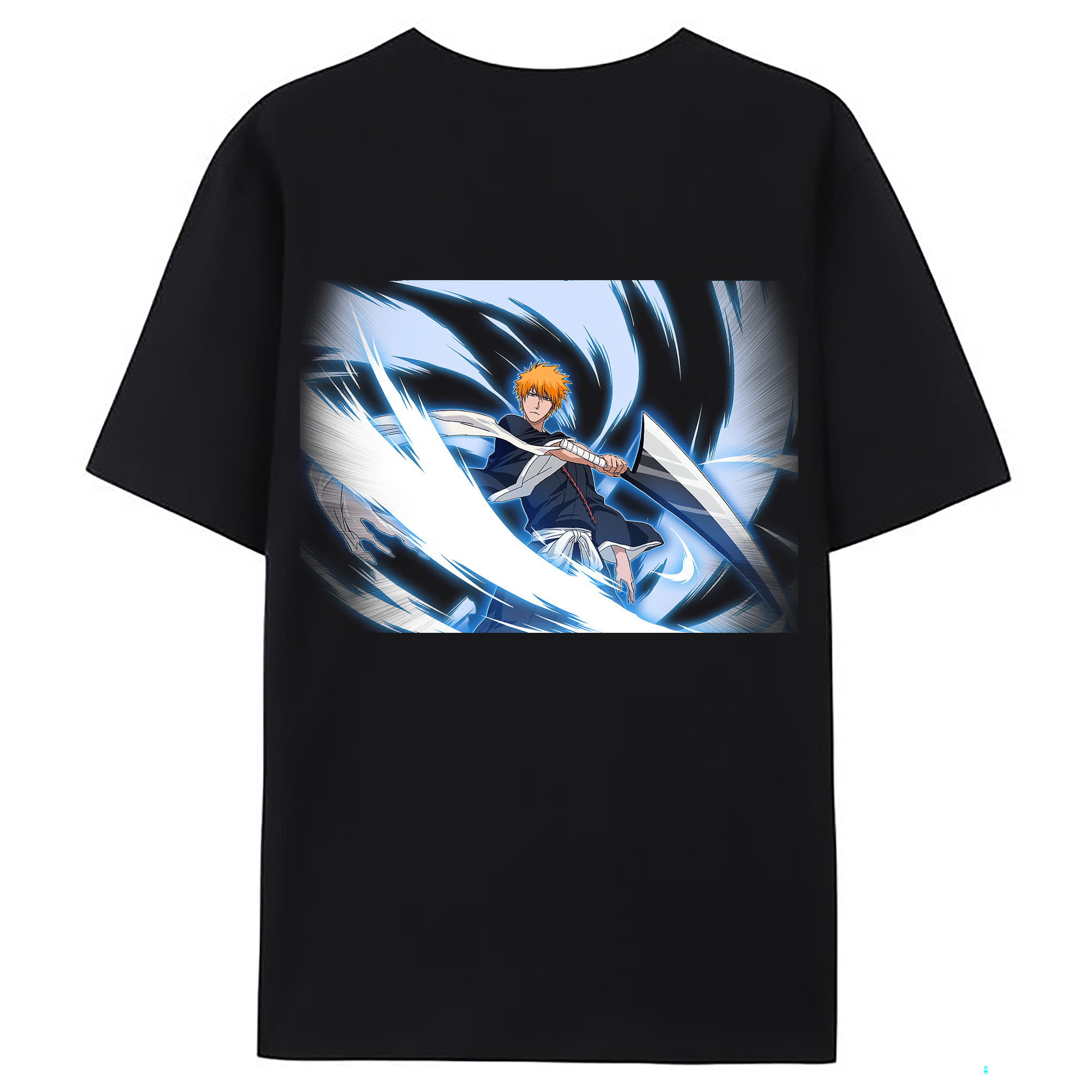 （画像用） ブリーチ 黒崎一護（くろさき いちご）BLEACH Kurosaki Ichigo 綿100％ メンズ半袖Tシャツ（バックプリント） 通気性